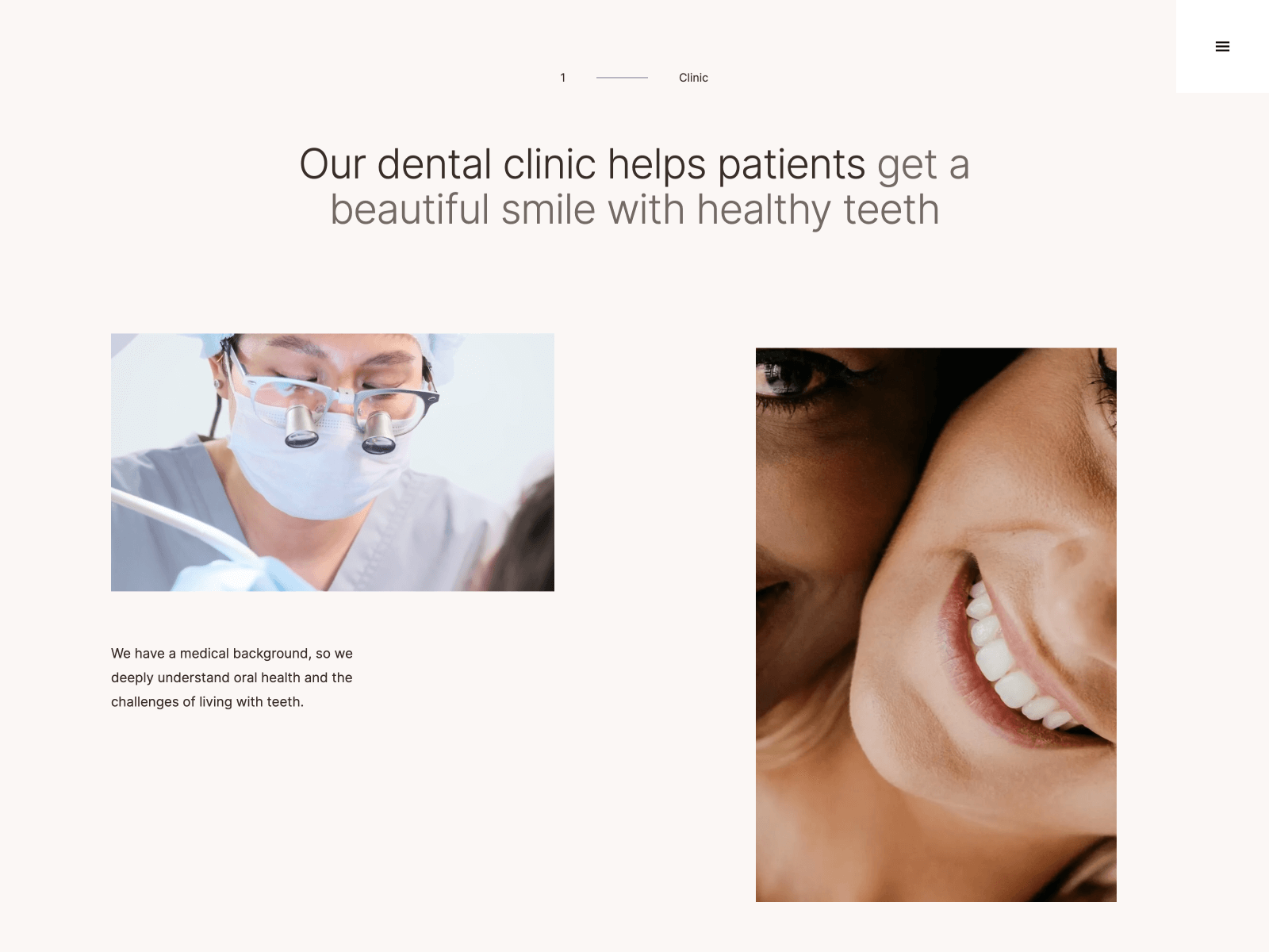 About Us Designs - Dentist website template Klaas