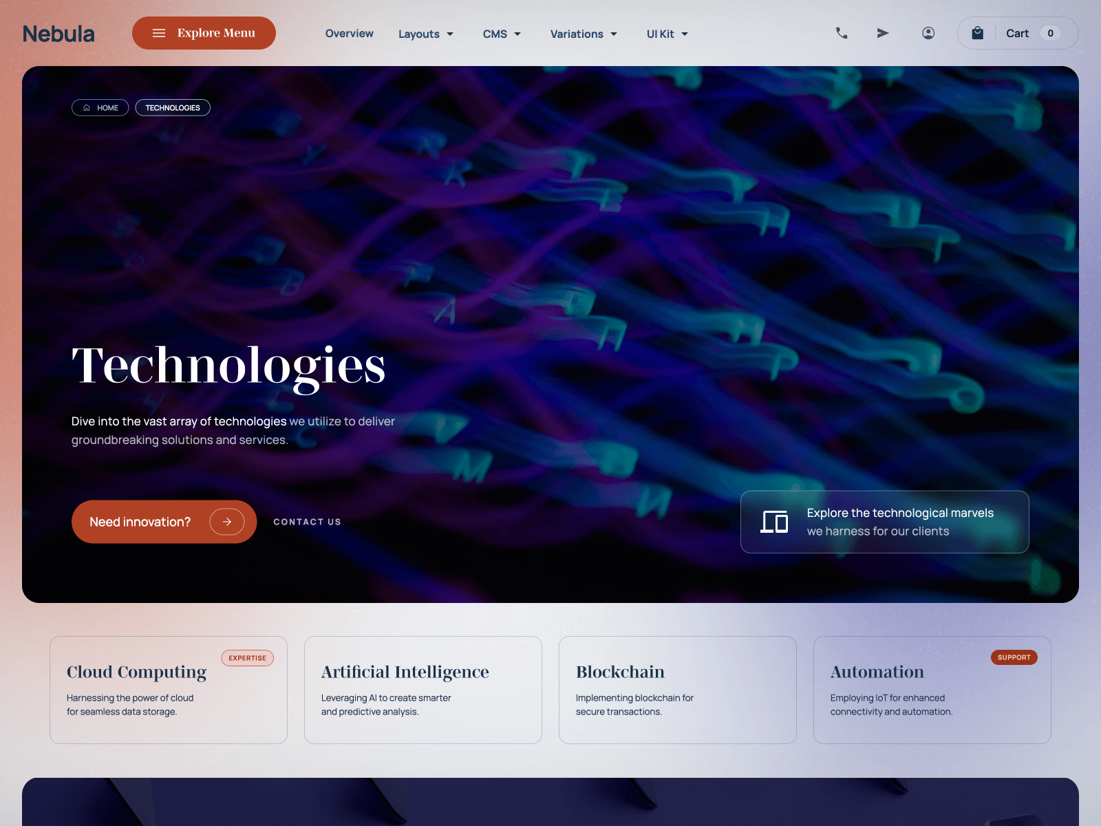 Hero Image Designs - Technology startup template Nebula