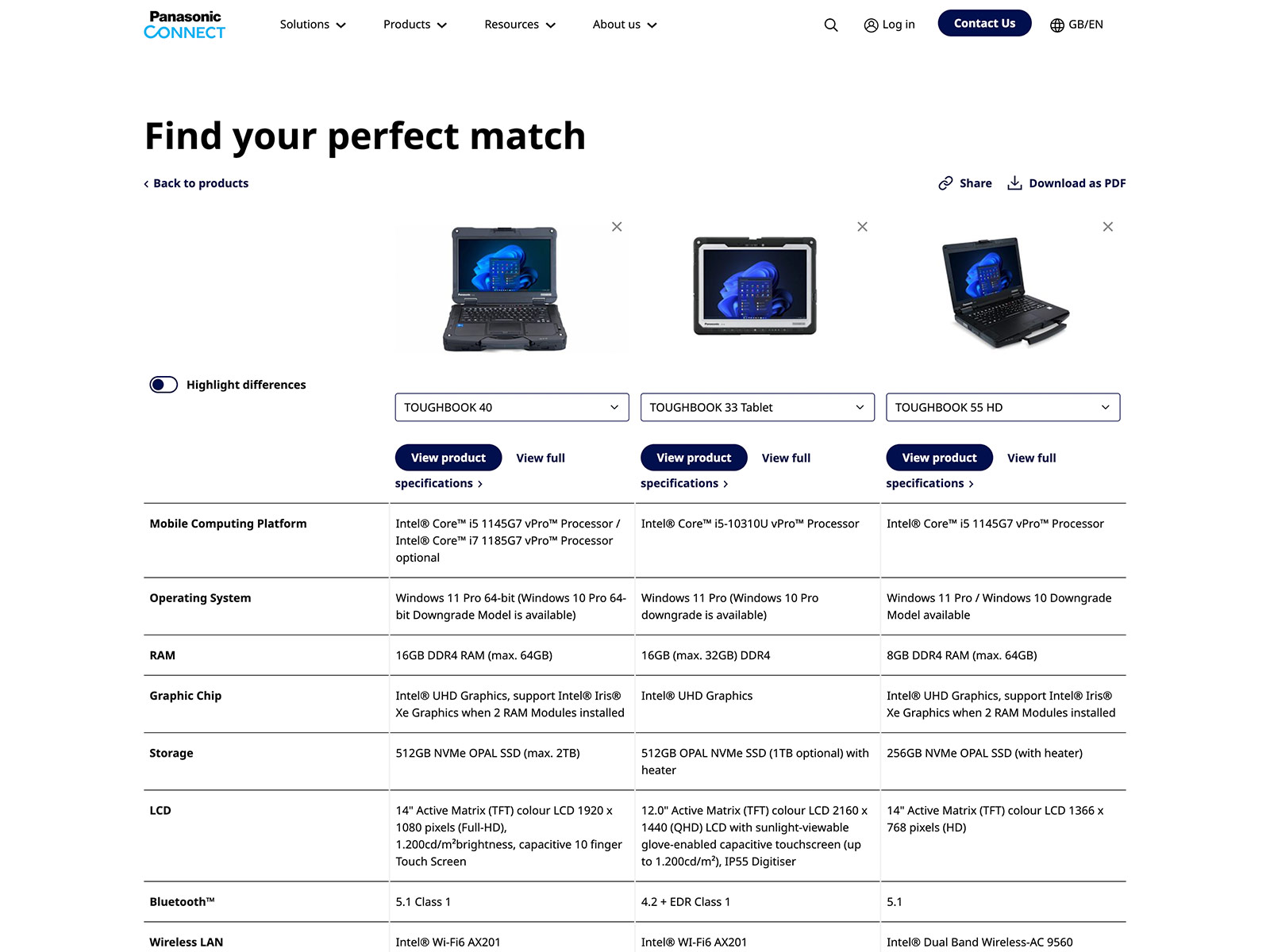 Product comparison tool