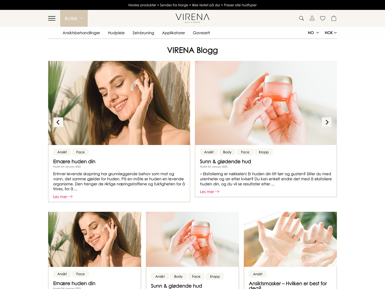 Virena.no - Blog page