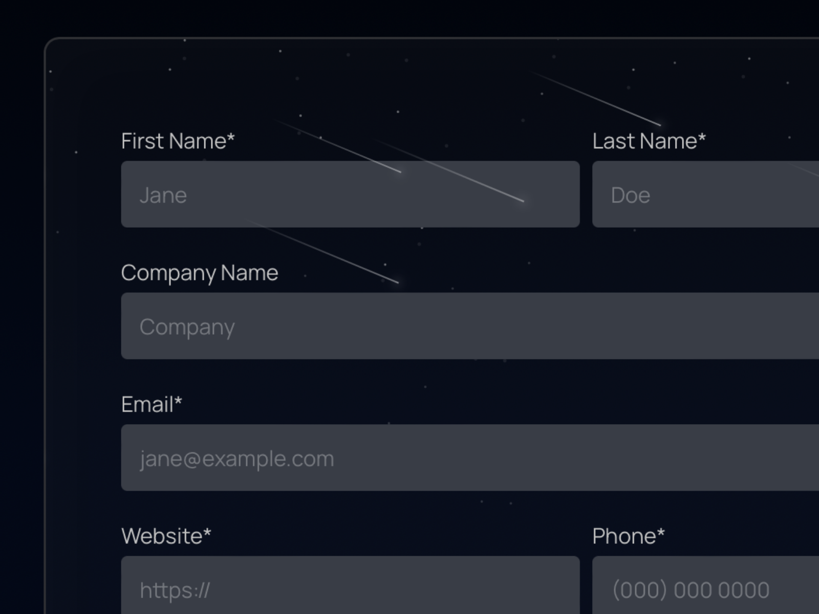 Animated Galaxy Contact Form