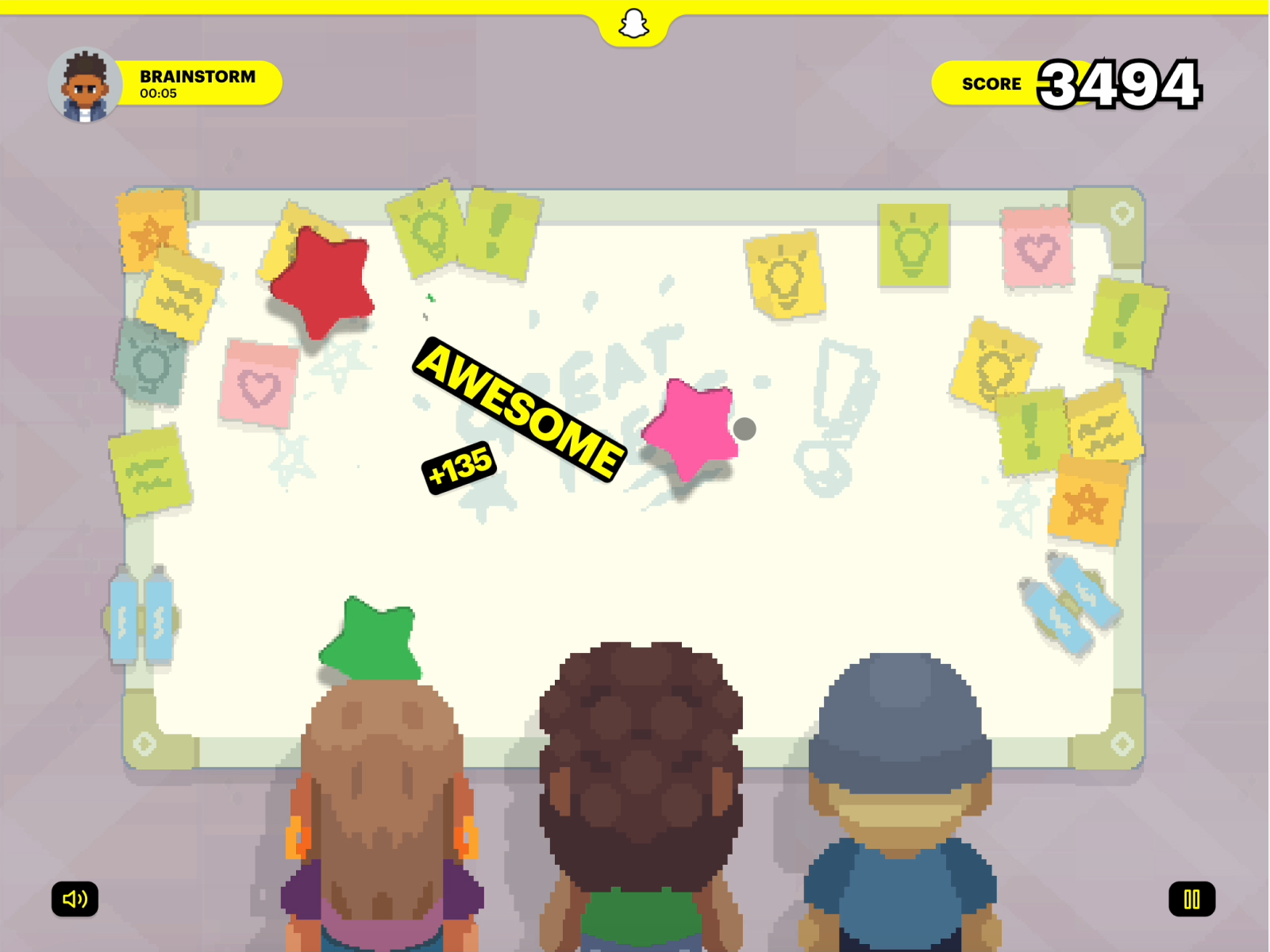 The game's content is based on a series of mini-challenges reminiscent of agency life—this brainstorm sesh, for example.