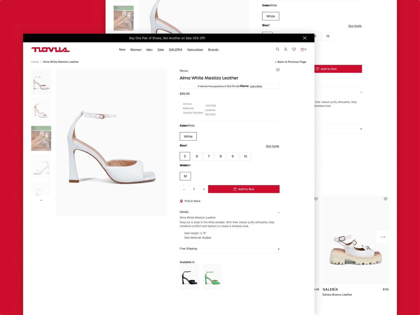 Novus Shoes Product Description Page - Awwwards