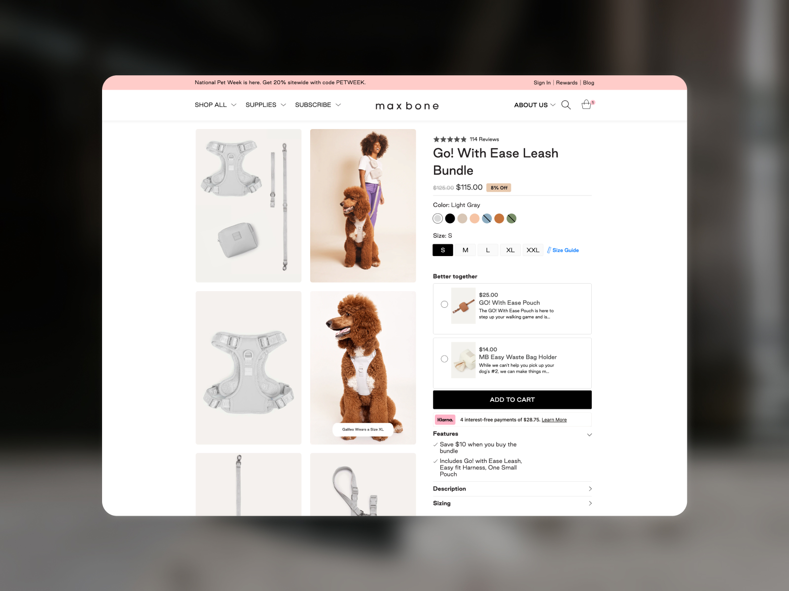 Product Page Featuring Upsell Options