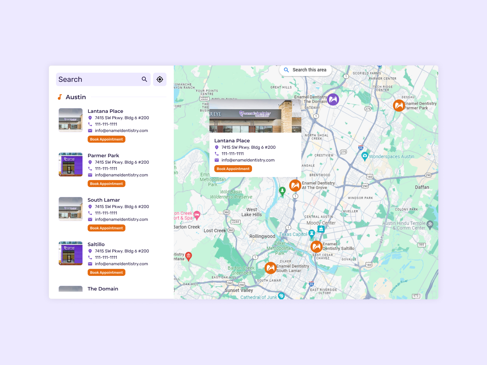Booking embed integrated with mapbox connected to Webflow CMS for ease of updating