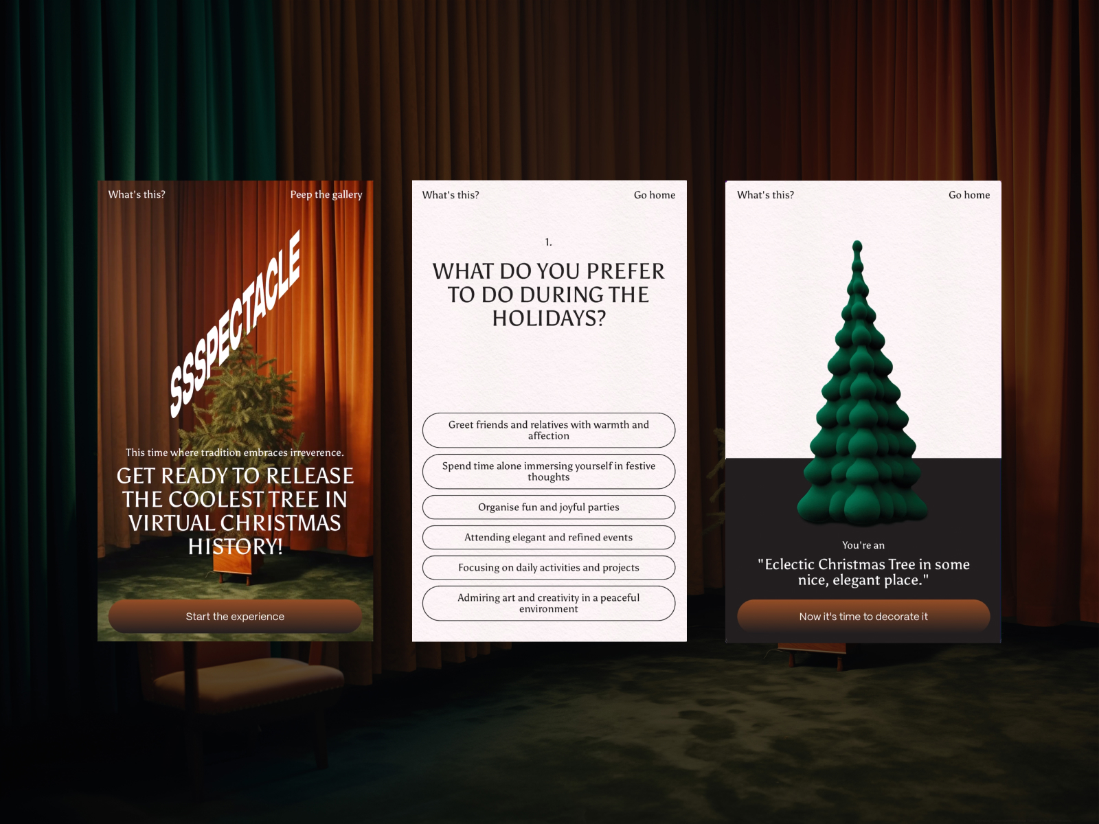 Answer the test questions and discover your Christmas tree.