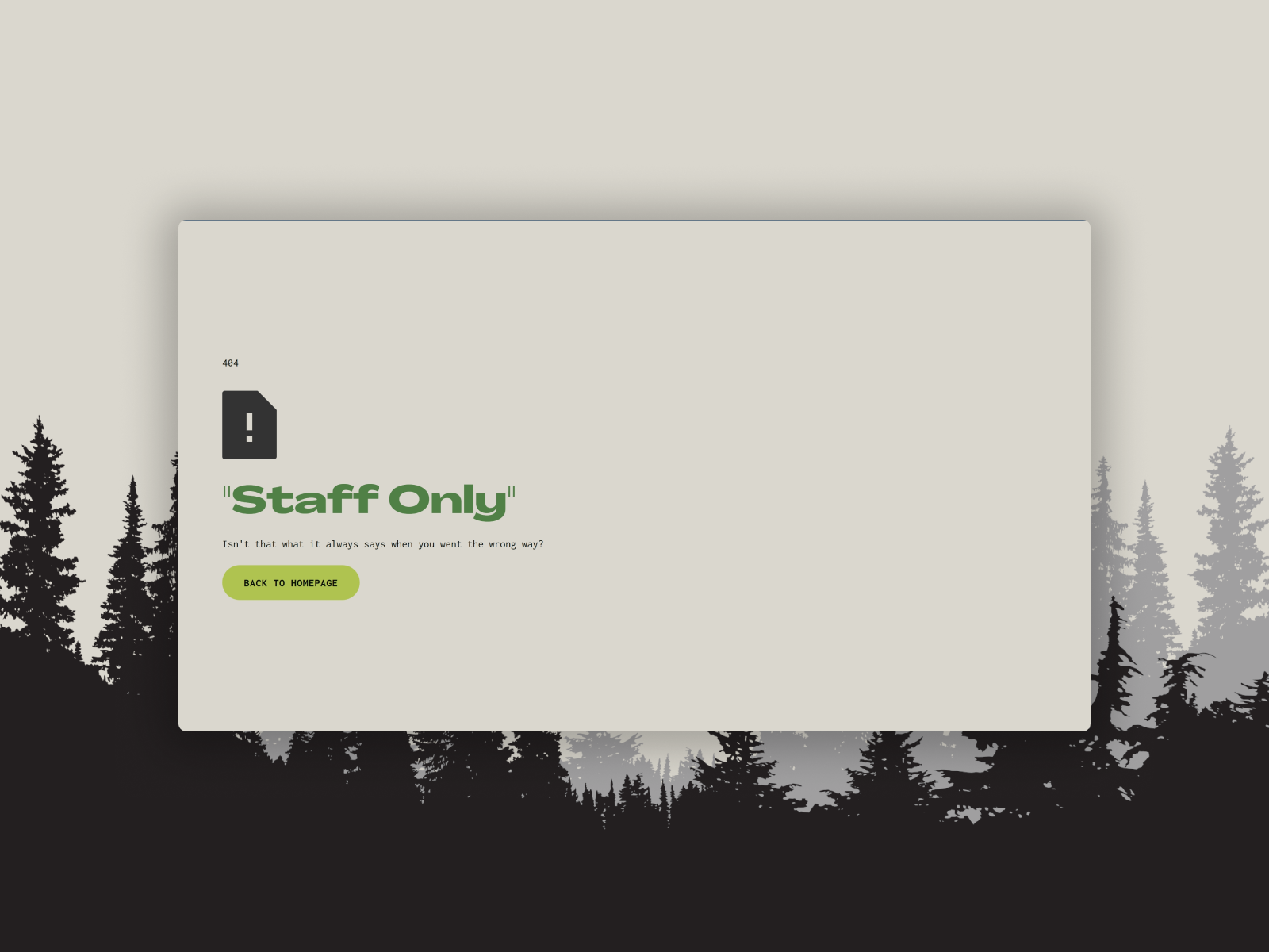 "Staff Only" 404 Page