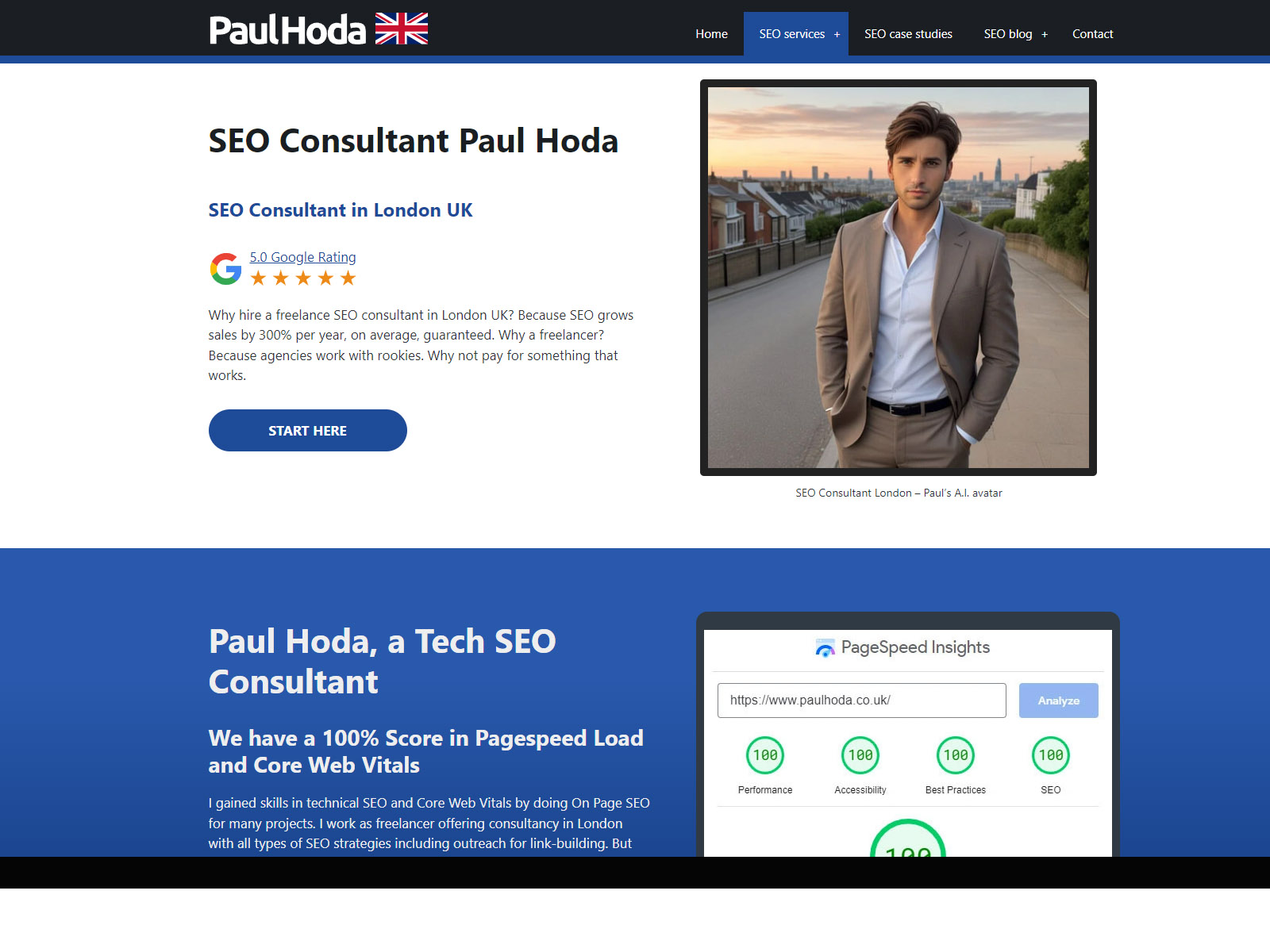 Landing page for SEO Consultancy in London