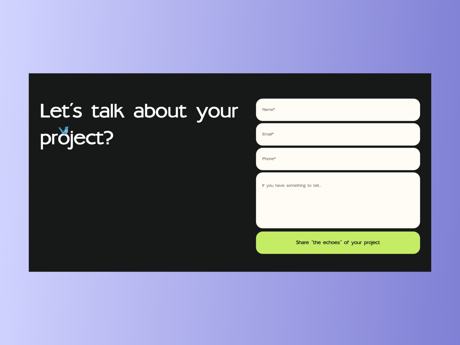 Contact form in footer section