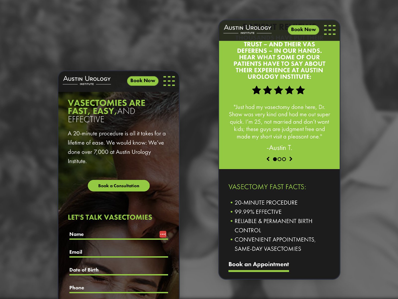 Vasectomy Landing Page