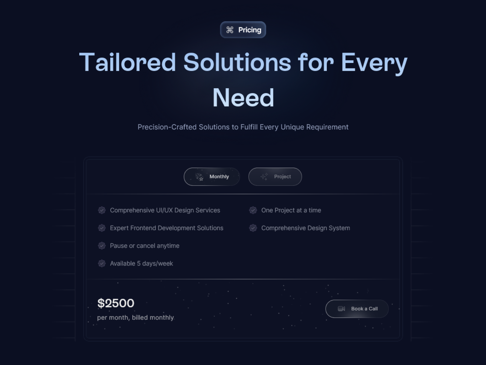 Design waves Pricing Section.