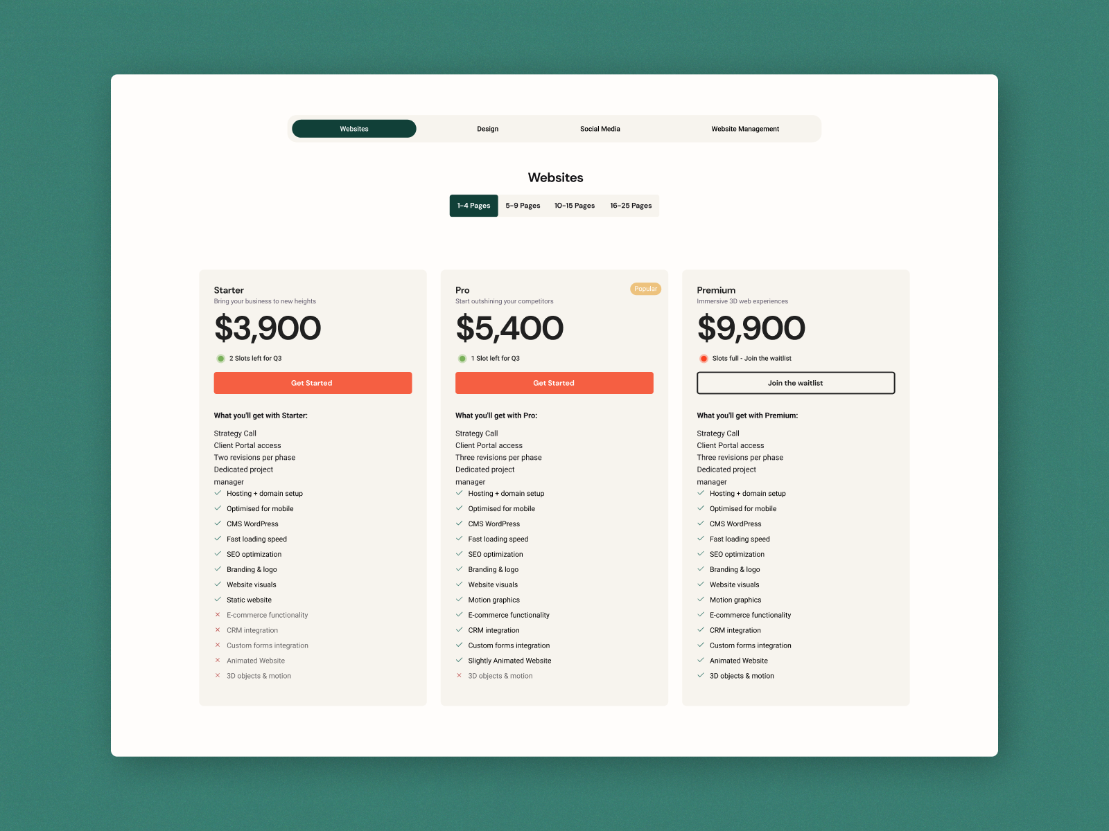 Pricing Table