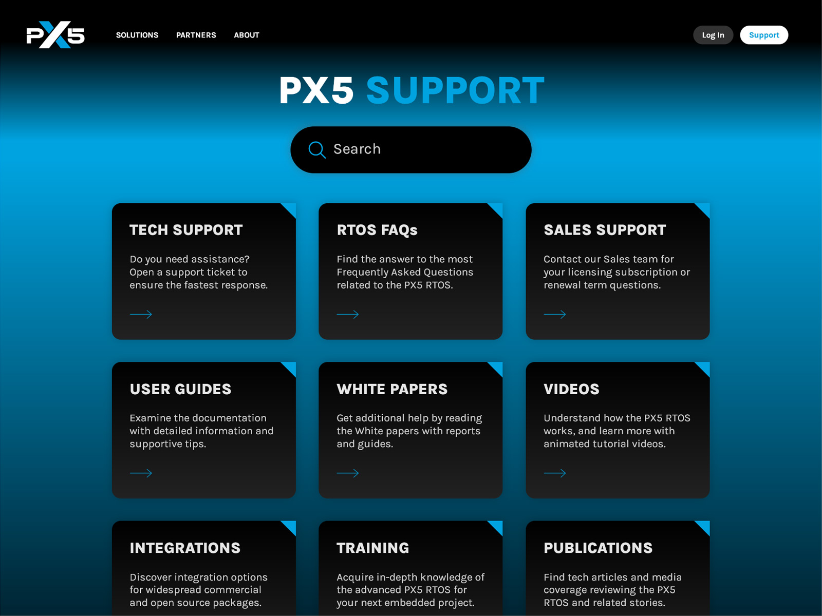 PX5 Support, Search, Tech Support