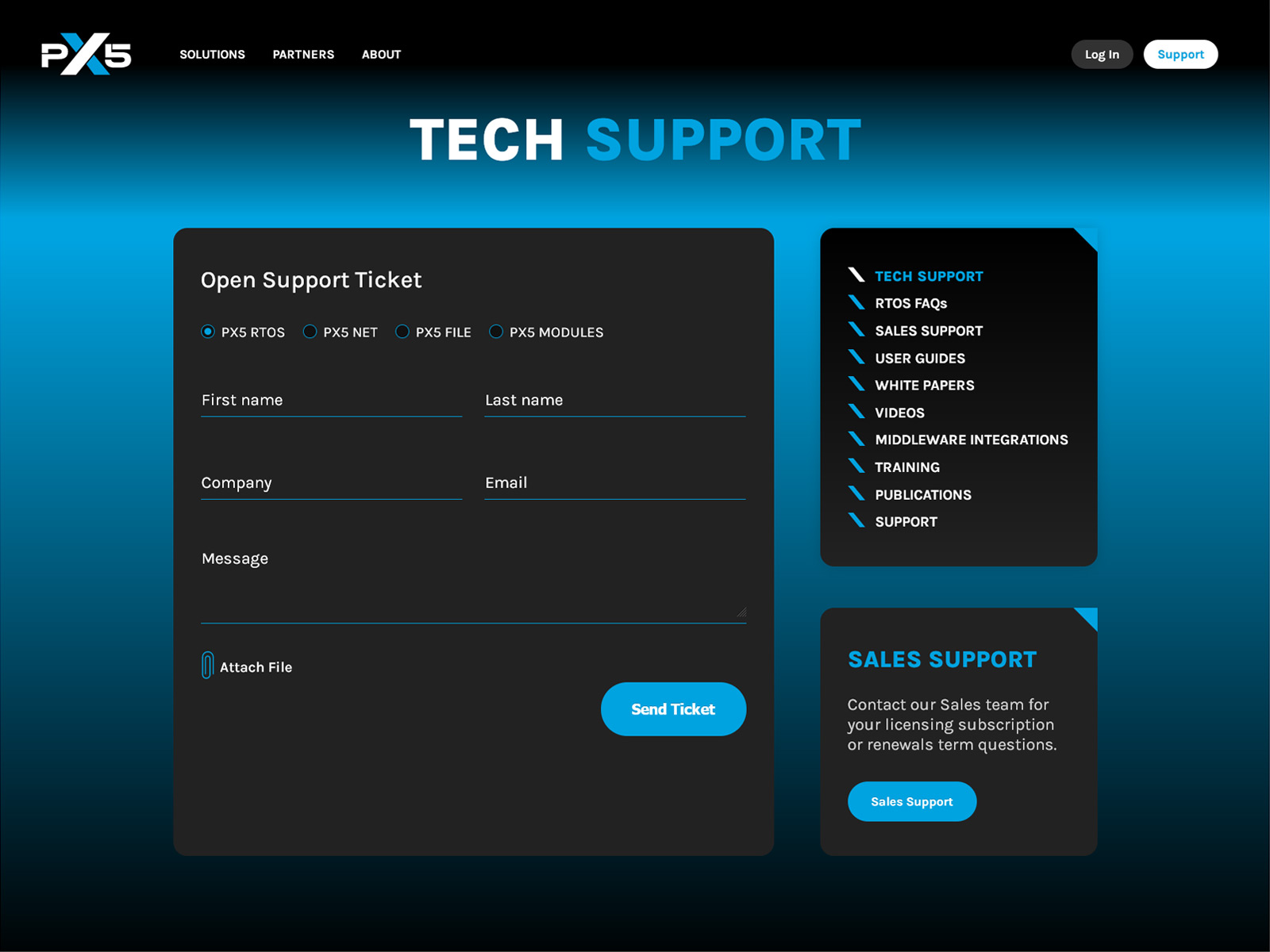 PX5 Support, Search, Tech Support