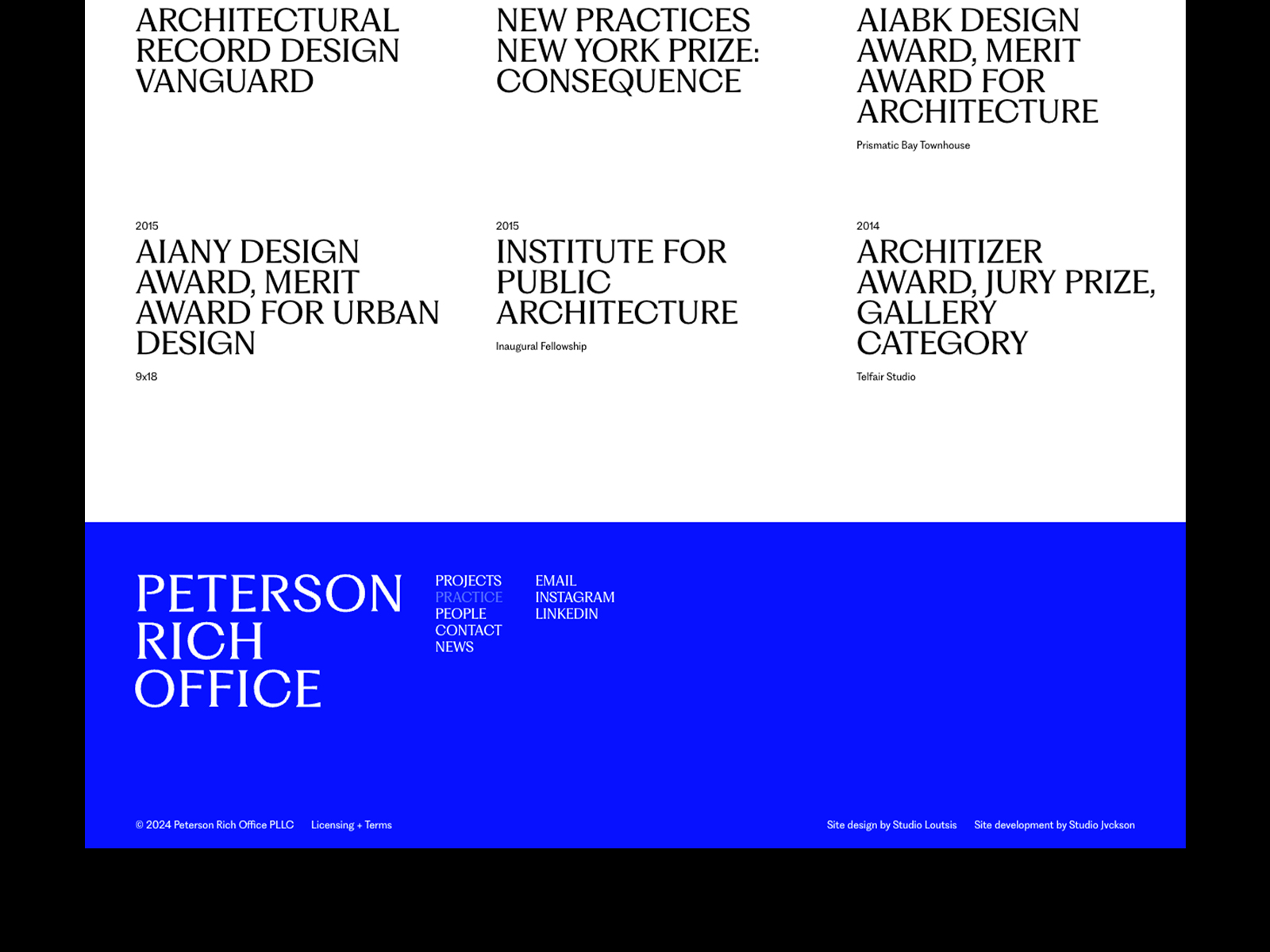 Peterson Rich Office, Footer