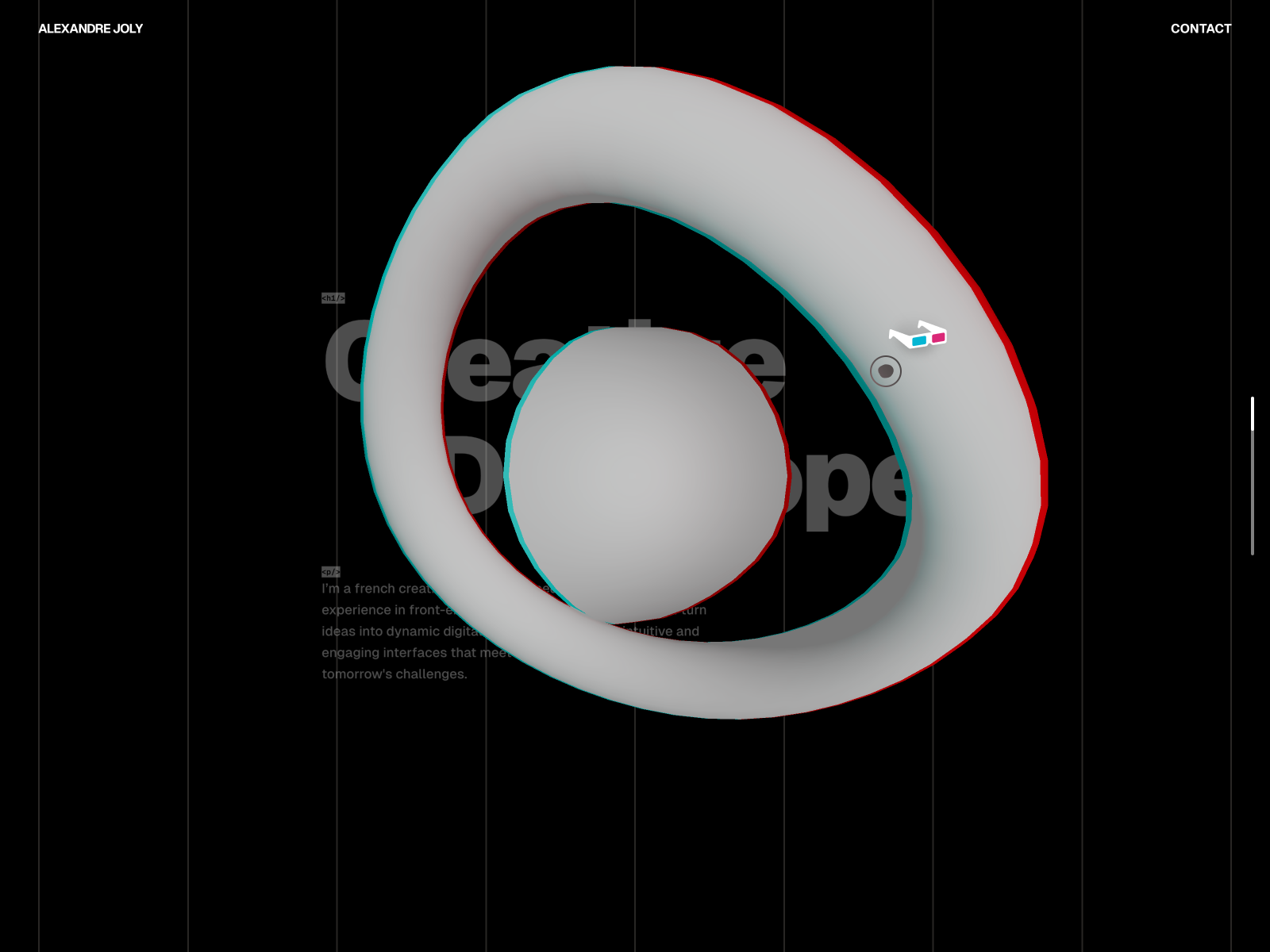 Interactive cursor anaglyph effect