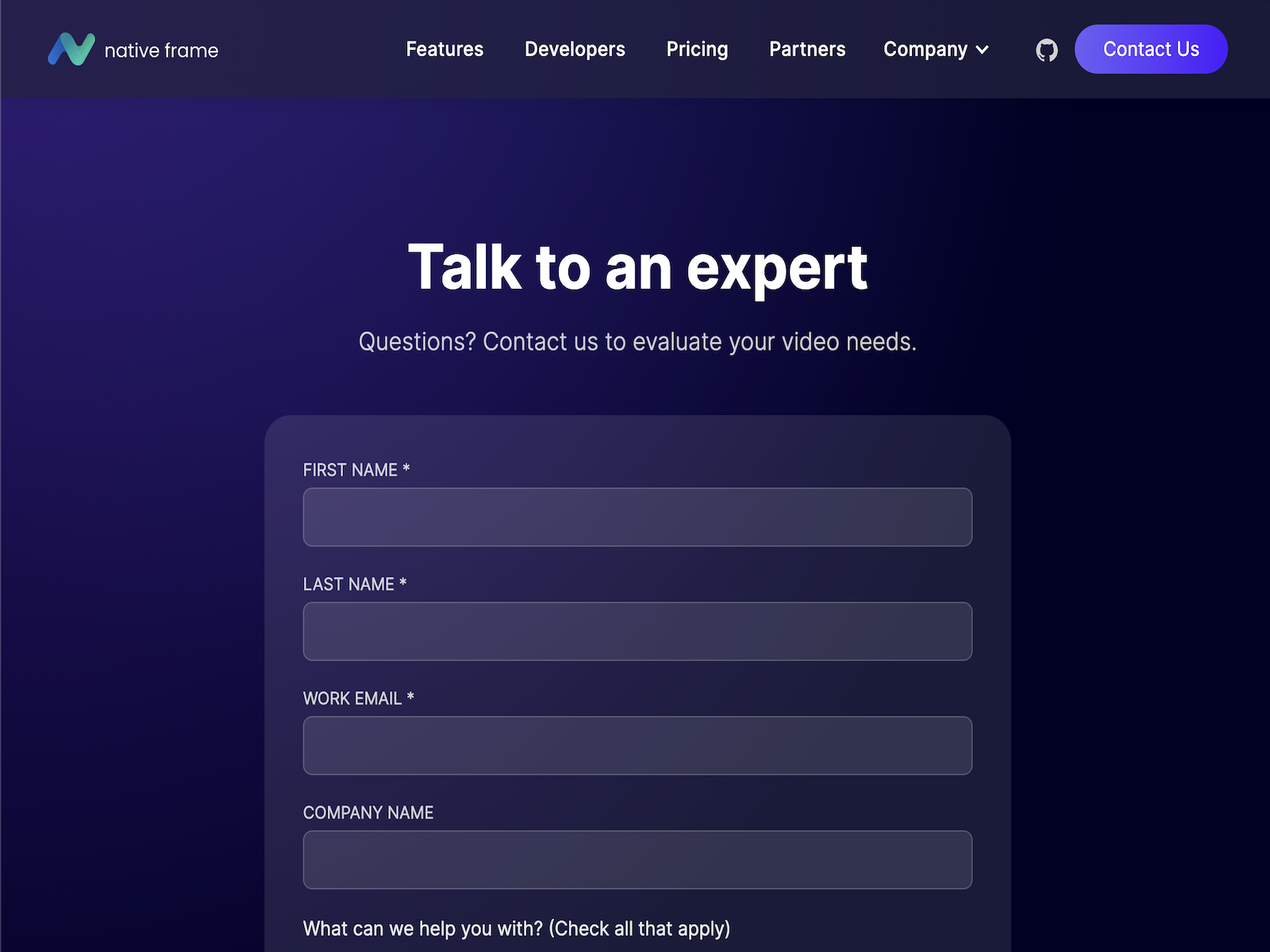 Contact Page - Talk to an expert