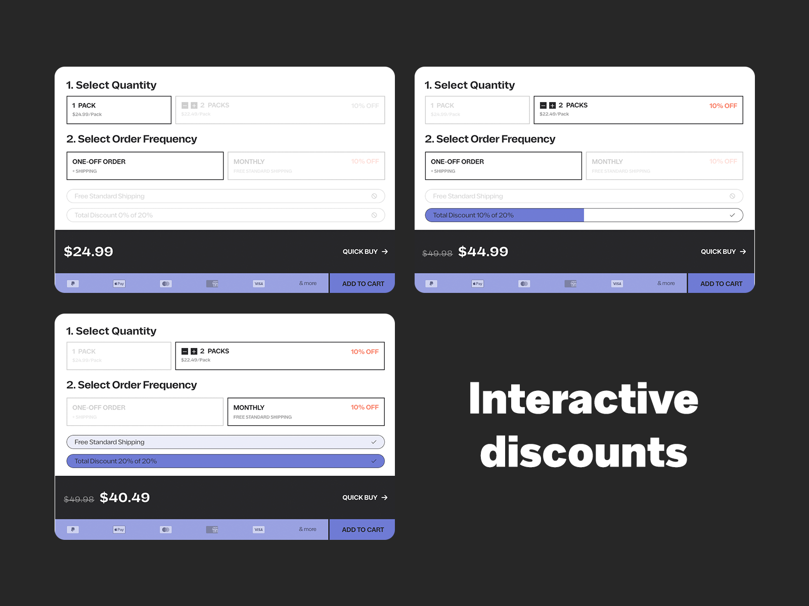 Interactive product selection with discount progress bar