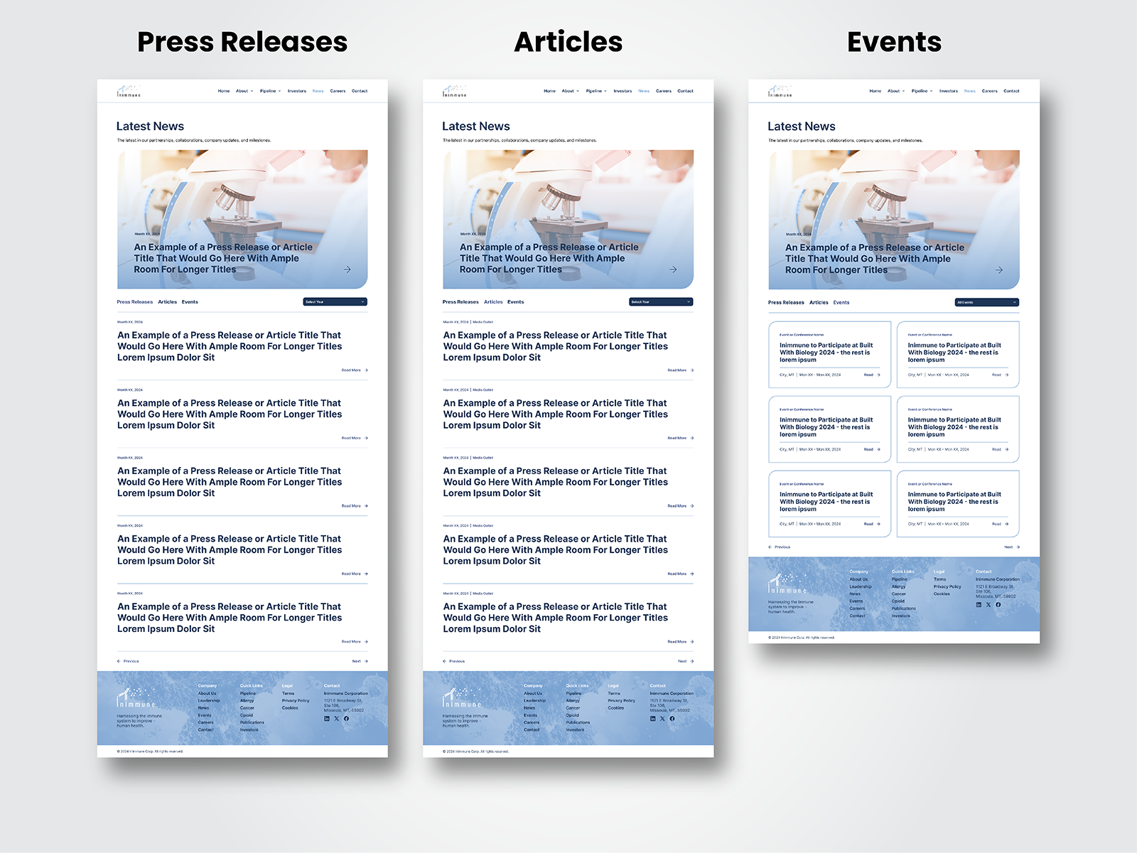 Enhanced News, Articles, and Events Pages