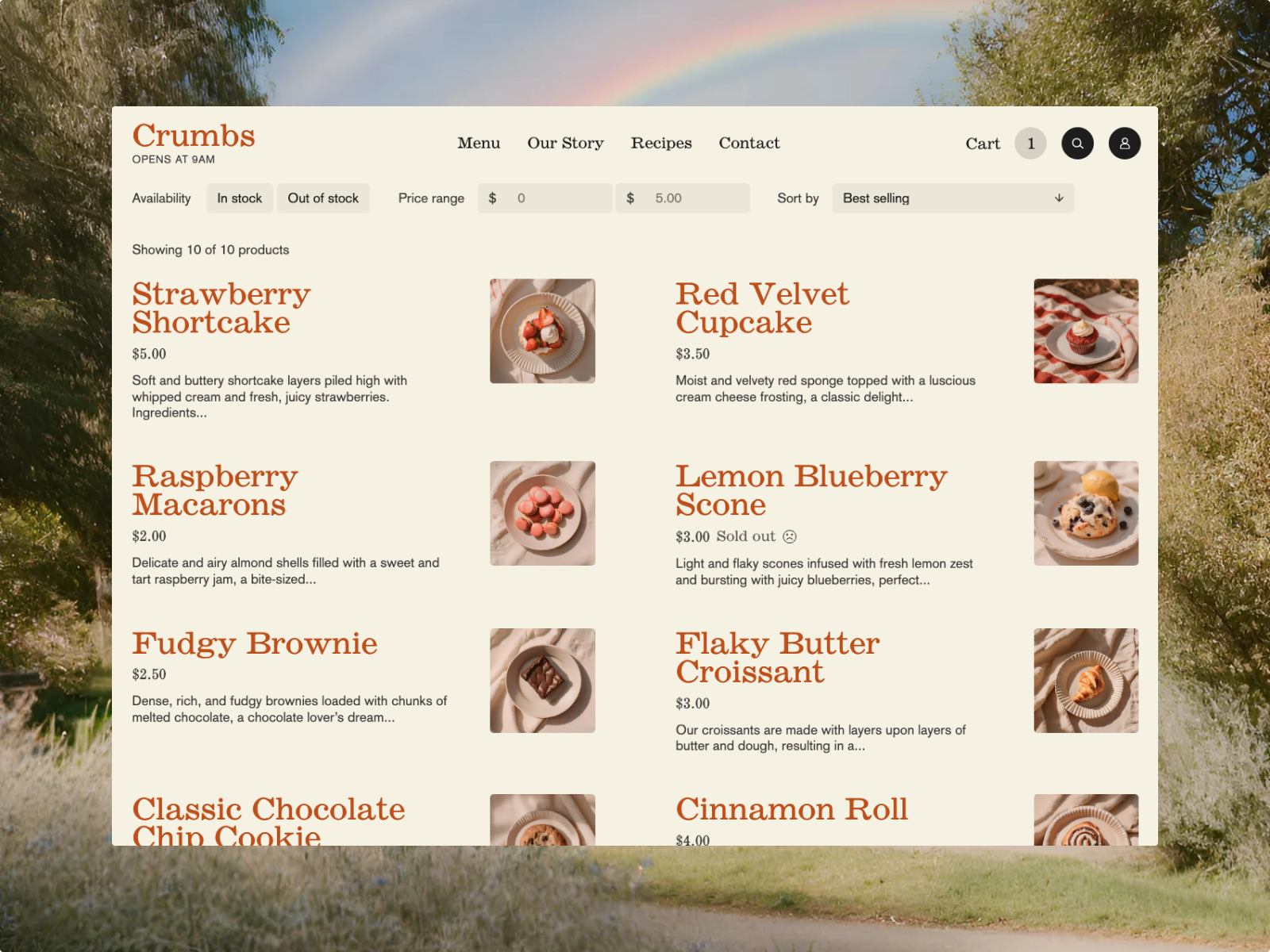 Menu Collection View