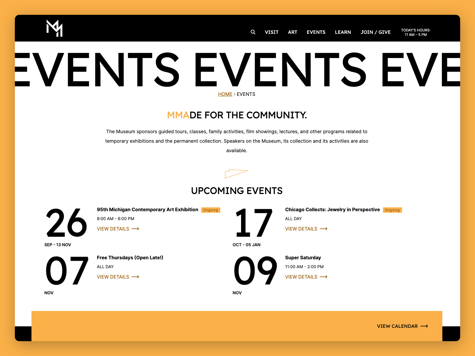 Events and Calendar