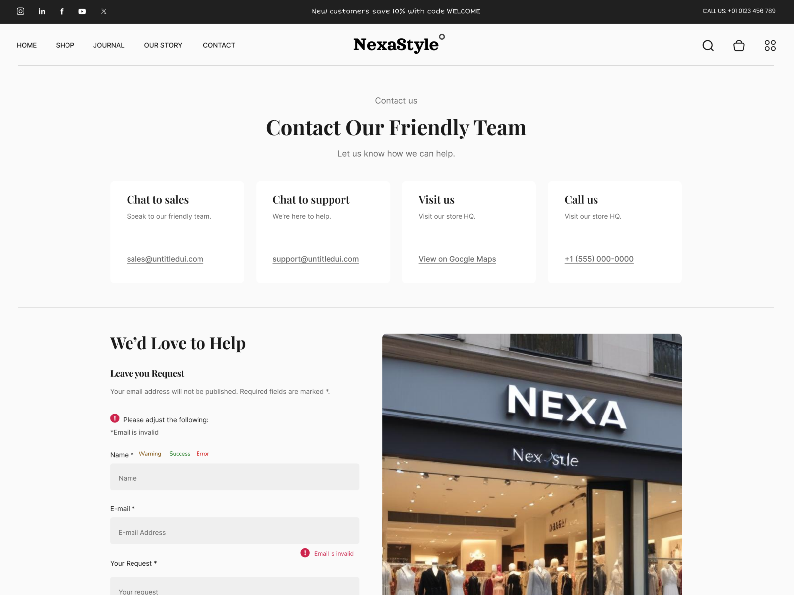 Contact us - Nexa Shopify Theme