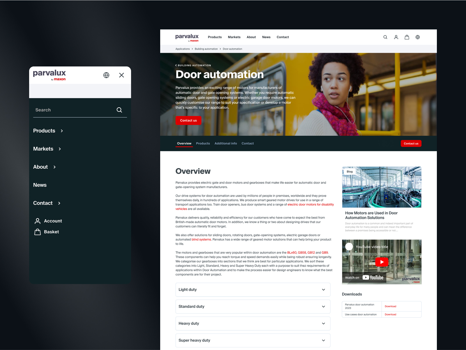 Product page – door automation