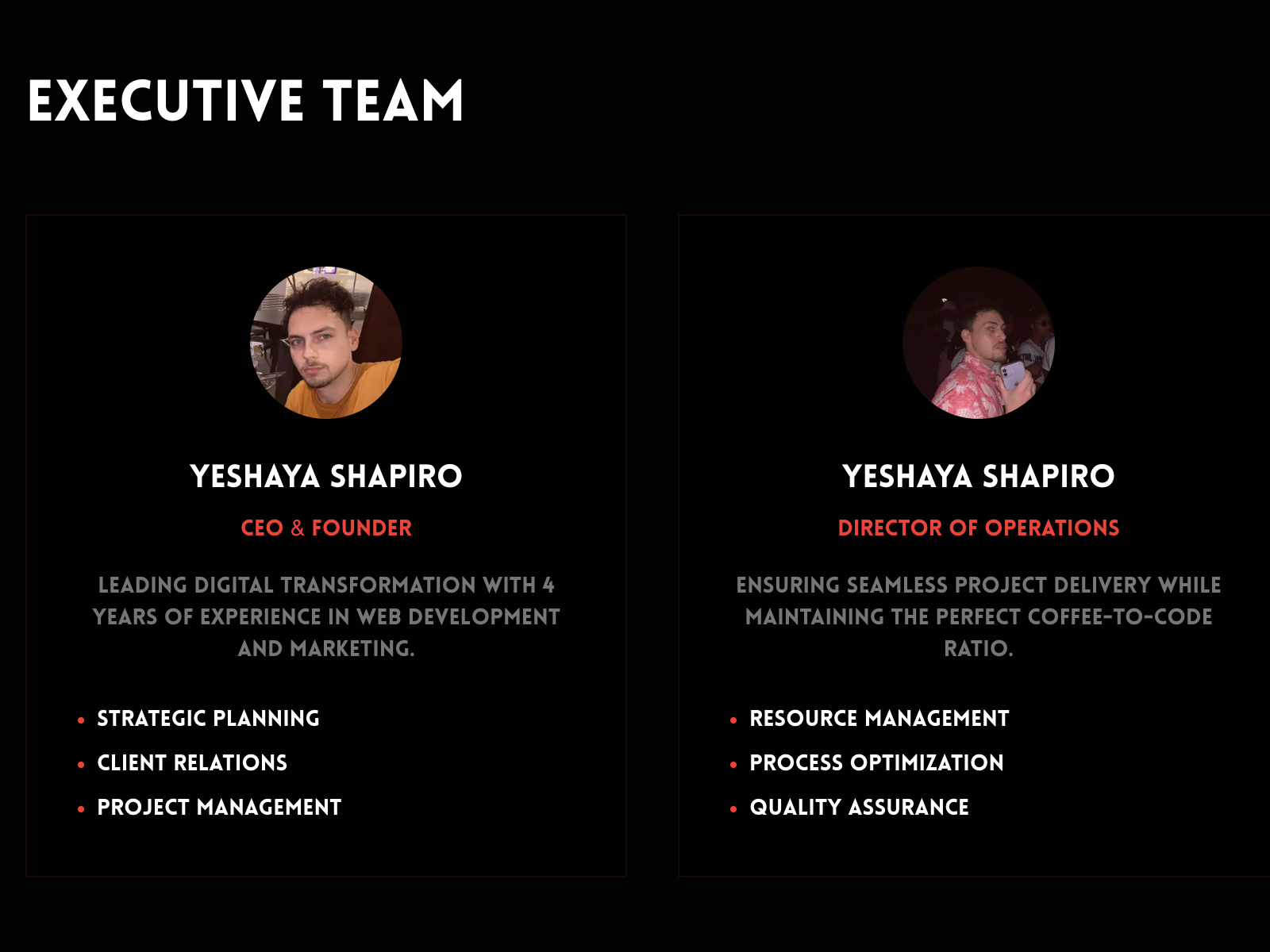 Our Team Page