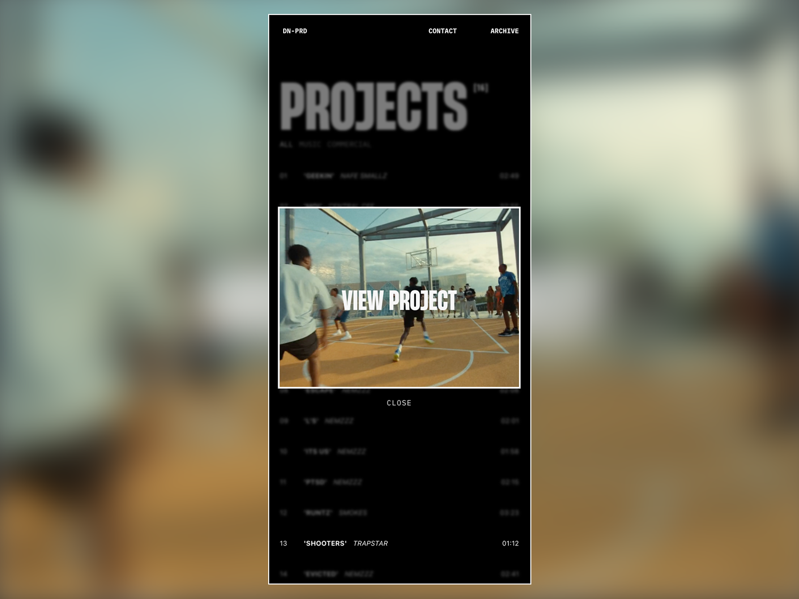 Mobile Archive Page - Donprod Portfolio