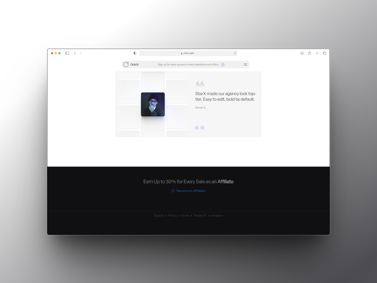 Footer & Testimonials