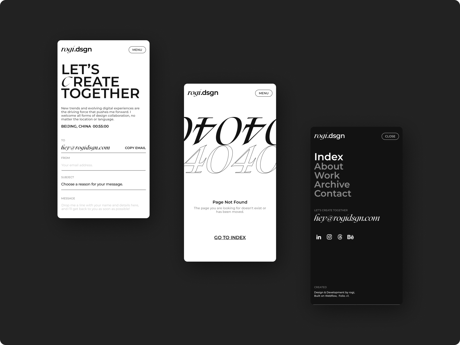 Mobile : OTHER { Contact, 404,, Menu }