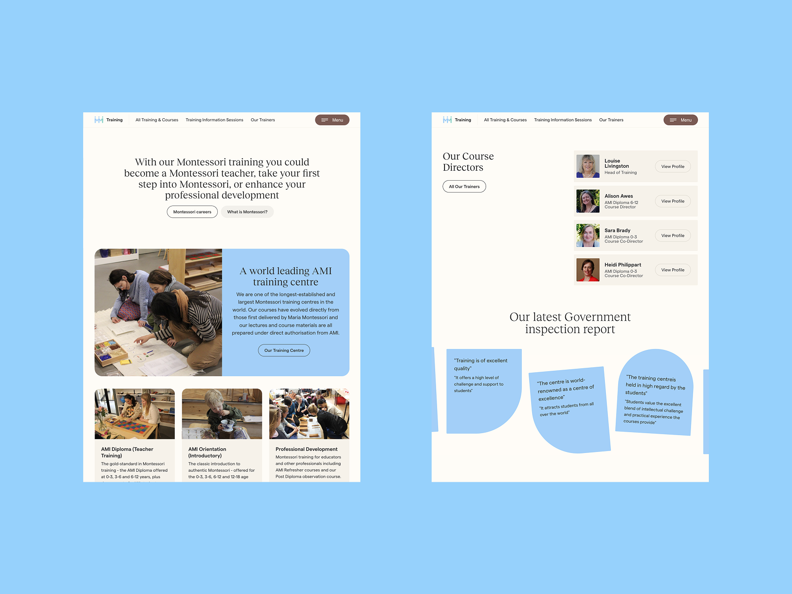 About and courses tablet