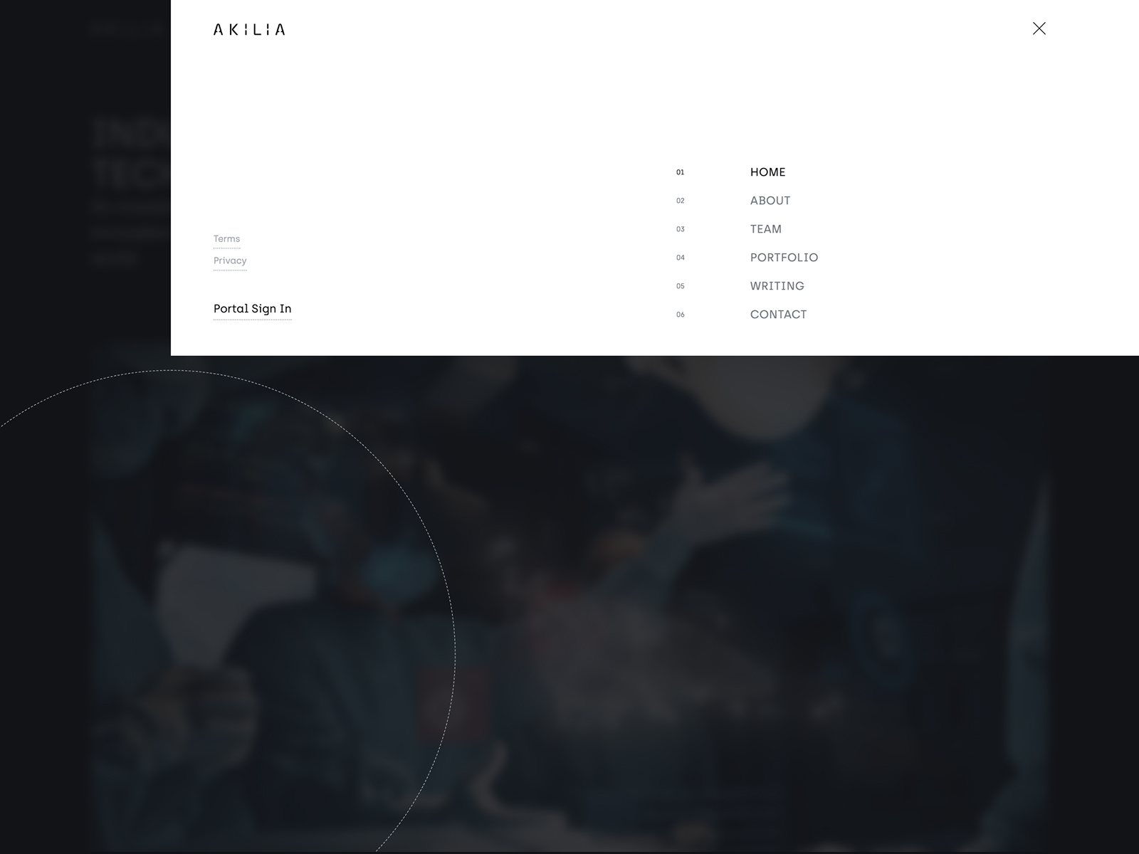 Full-screen menu