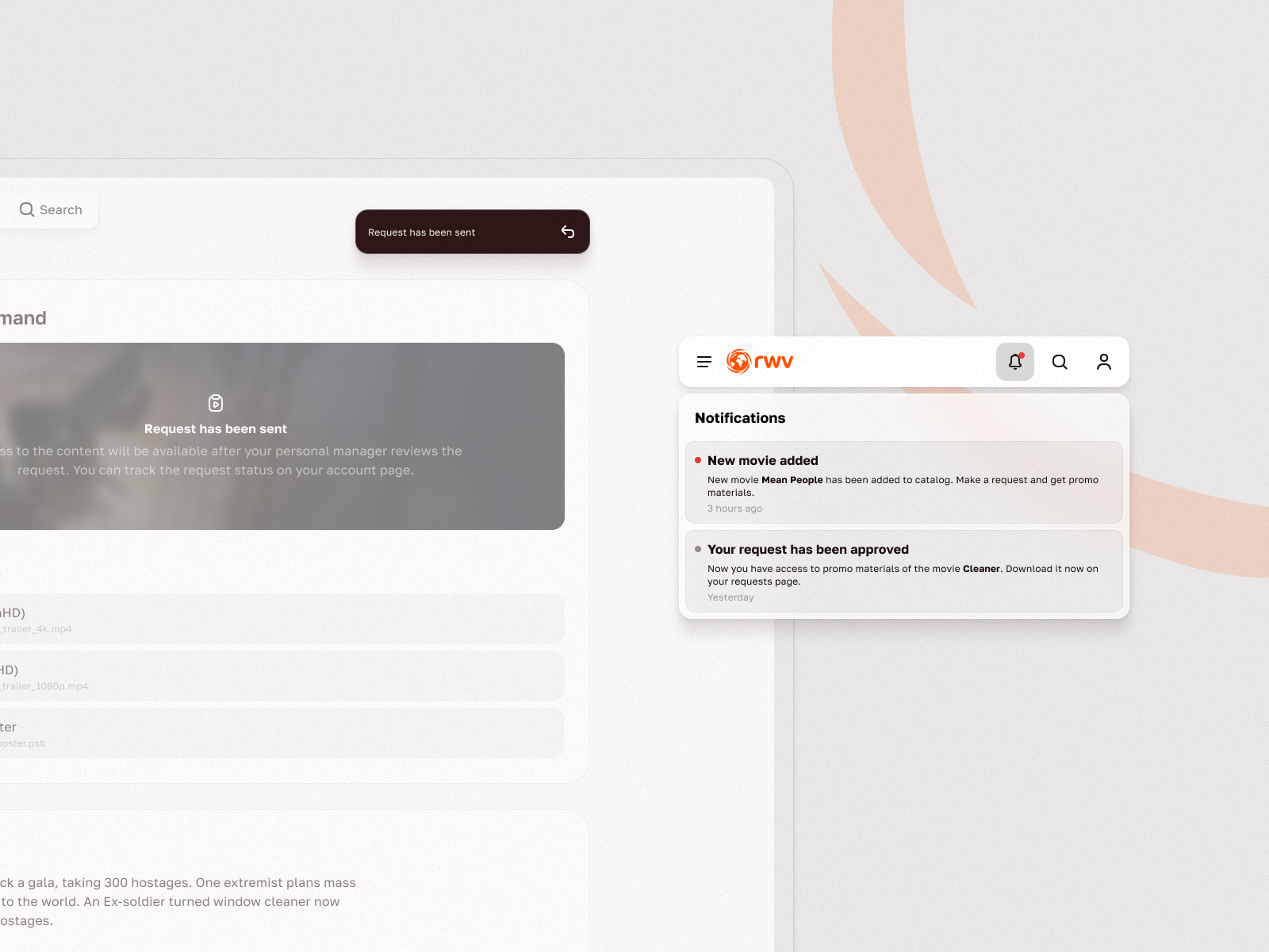 Menu, notifications and snackbar