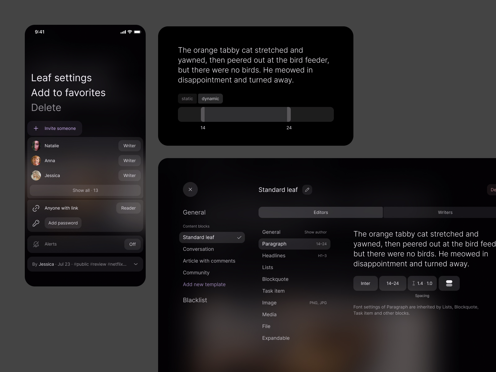 Product settings