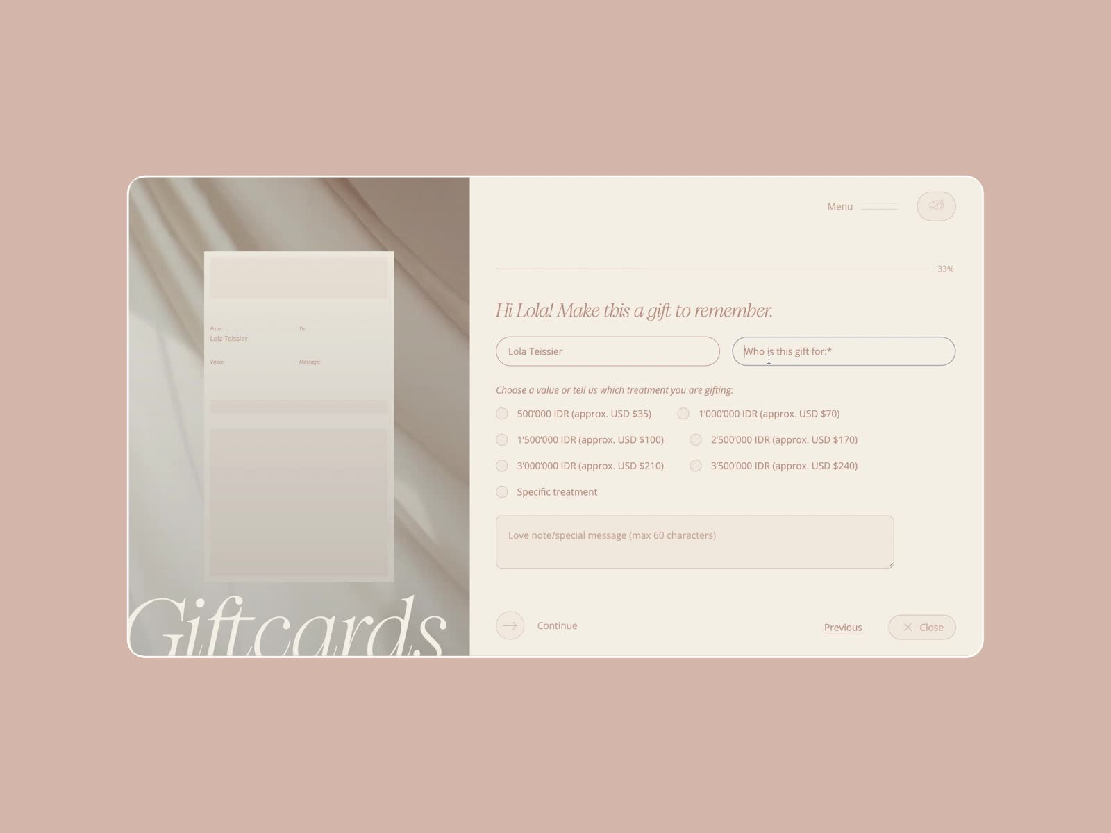 Custom step booking form - Awwwards