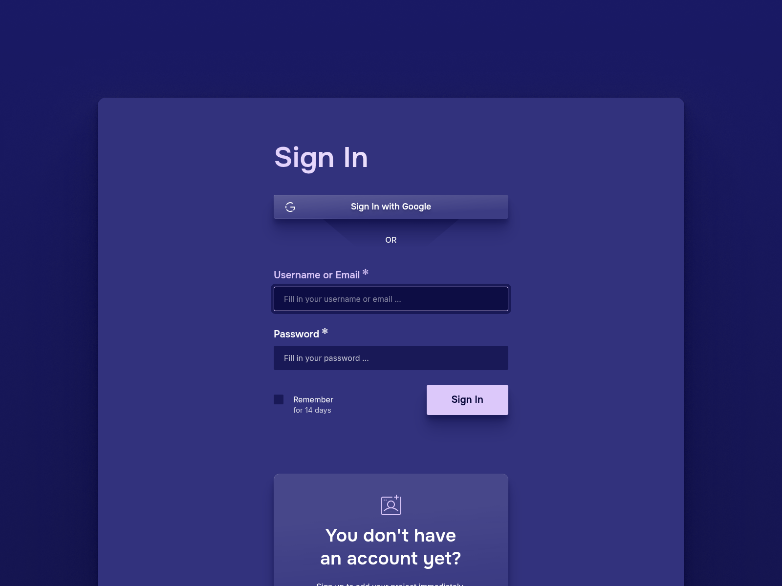 Sign in/Sign up for the account on the WDSGN.Agency
