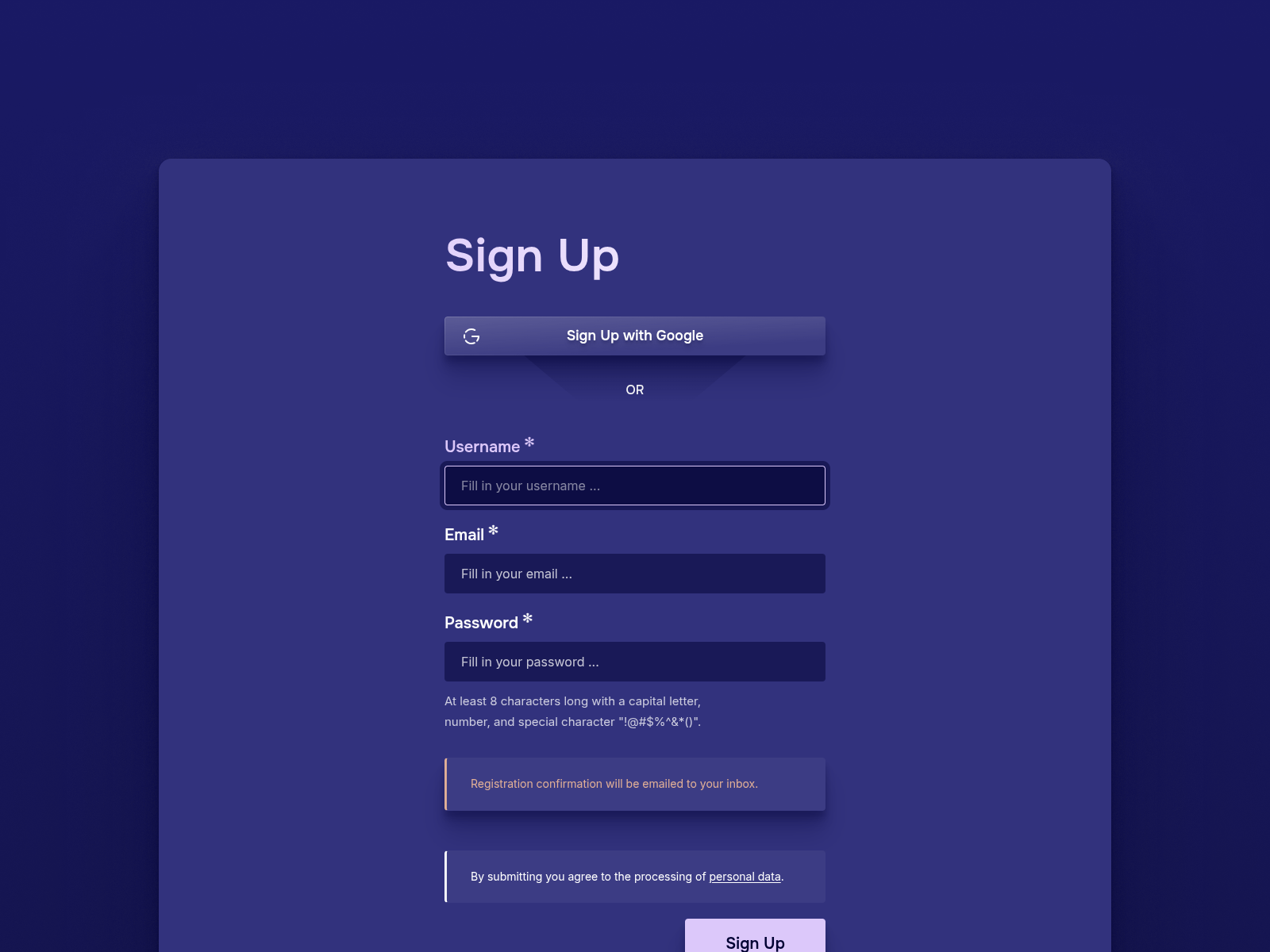 Sign in/Sign up for the account on the WDSGN.Agency