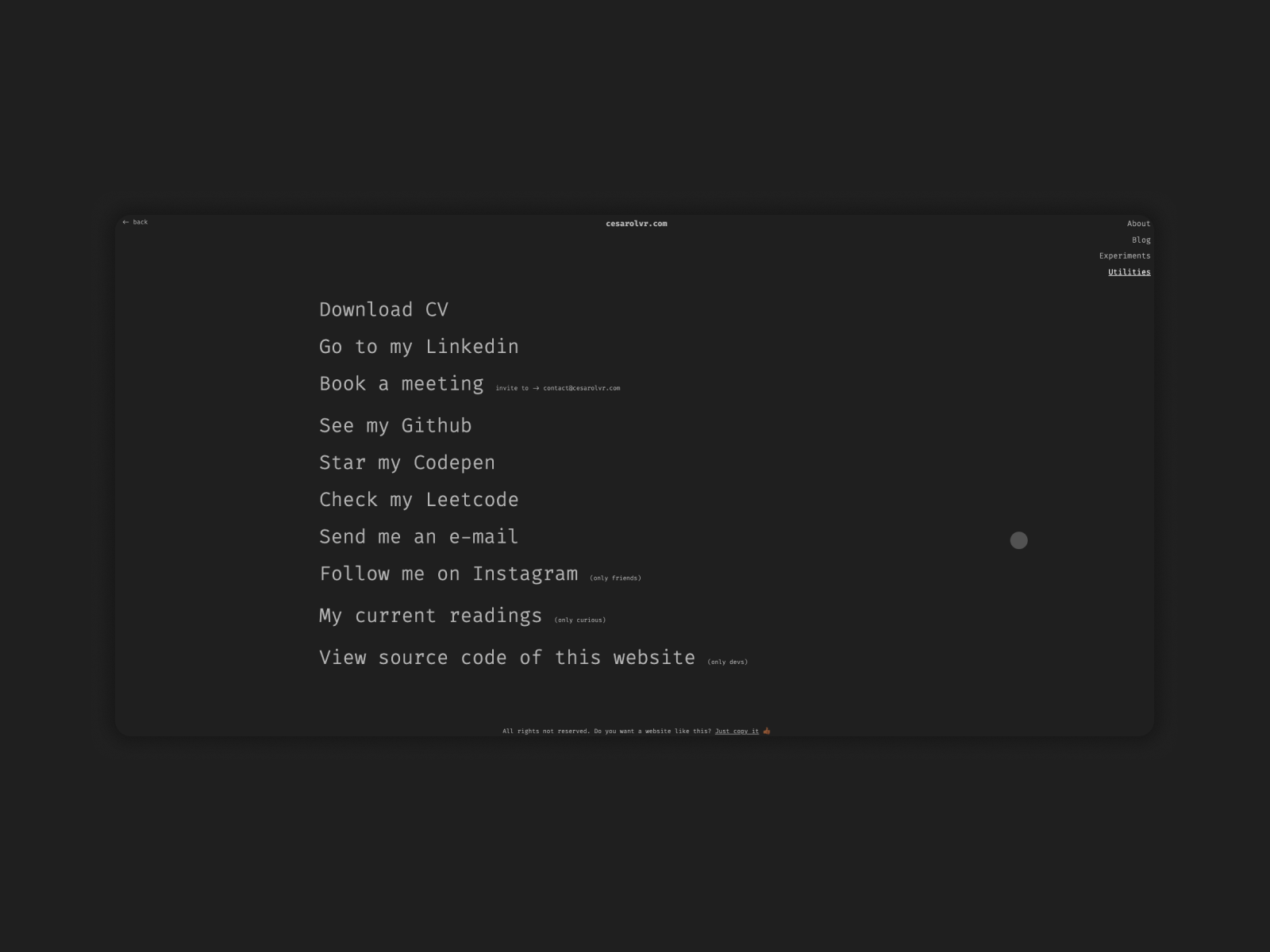 Utilities page