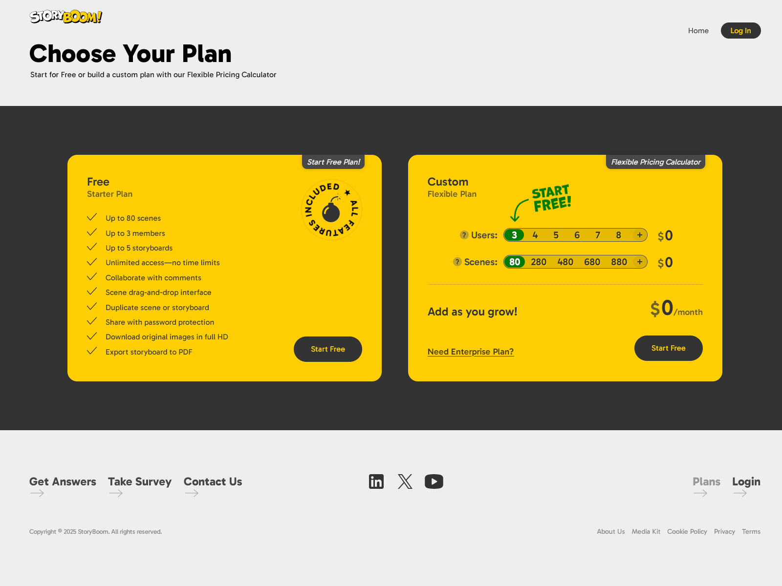 Pricing Calculator, Media Kit, Sign Up