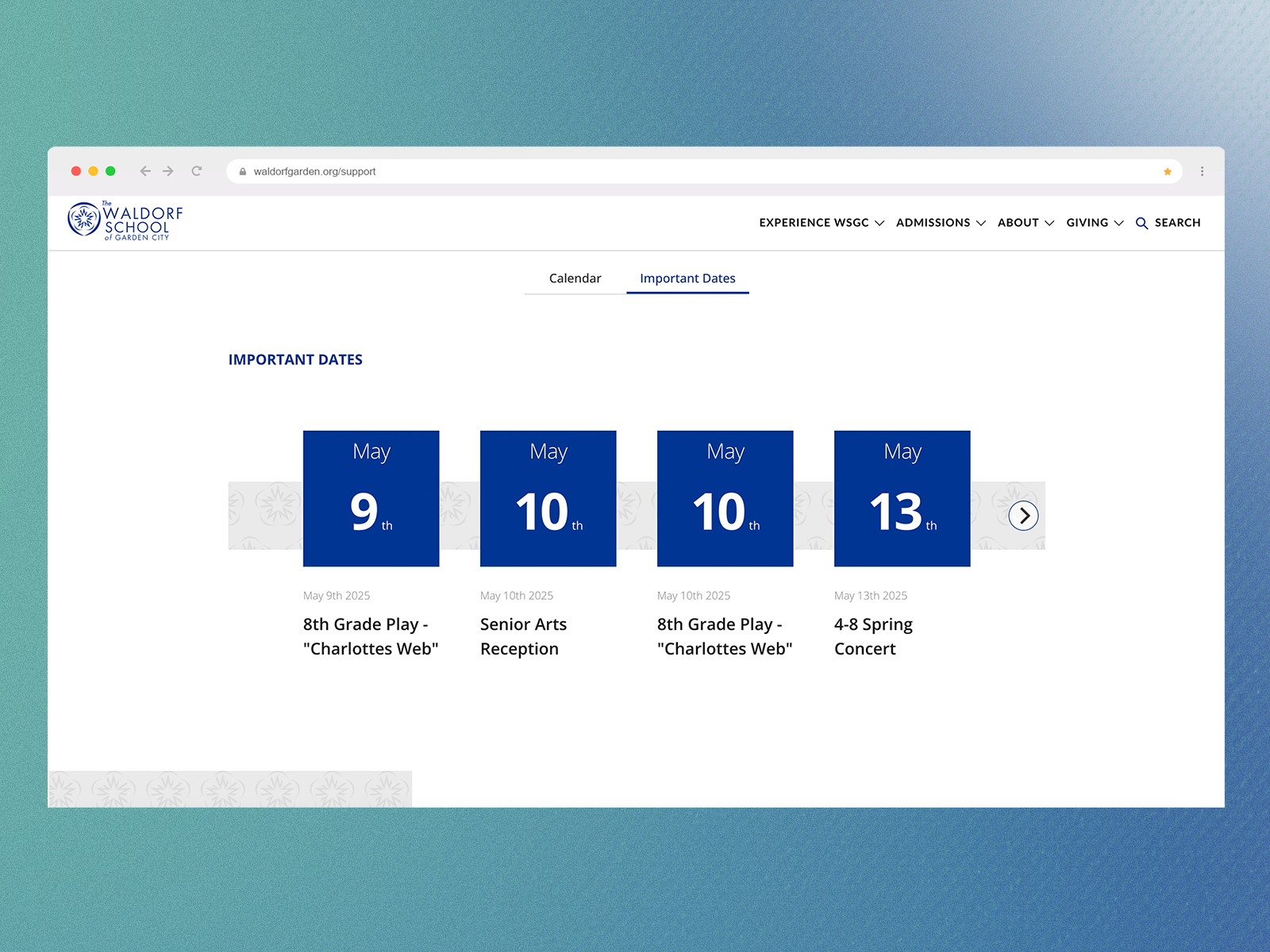 Important Dates and Calendar UX