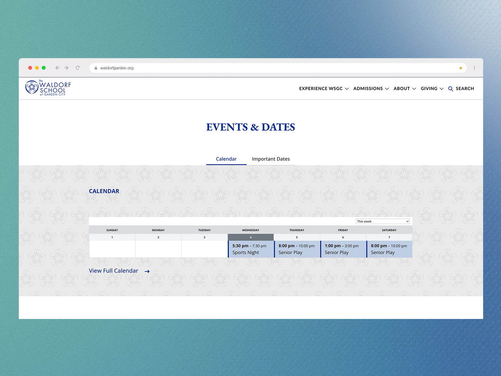 Important Dates and Calendar UX