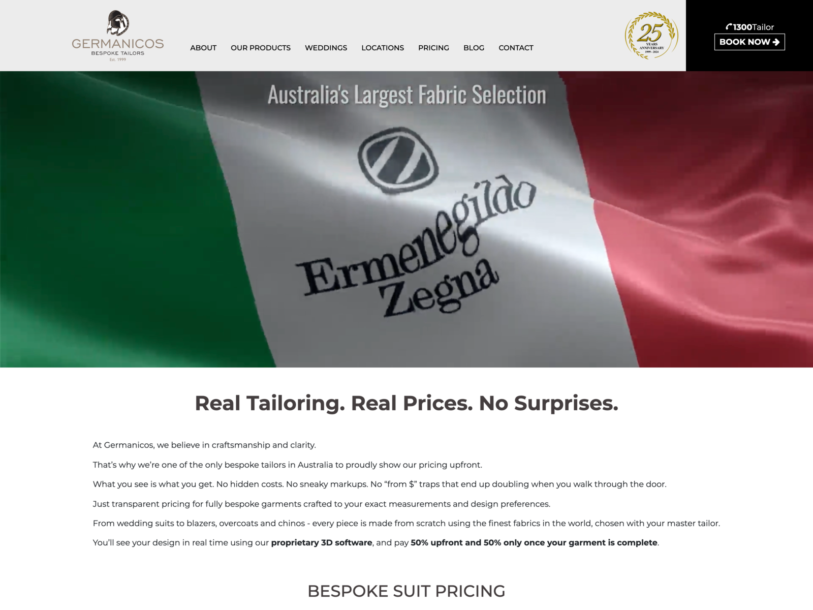 Germanicos Bespoke Tailors - Pricing Page