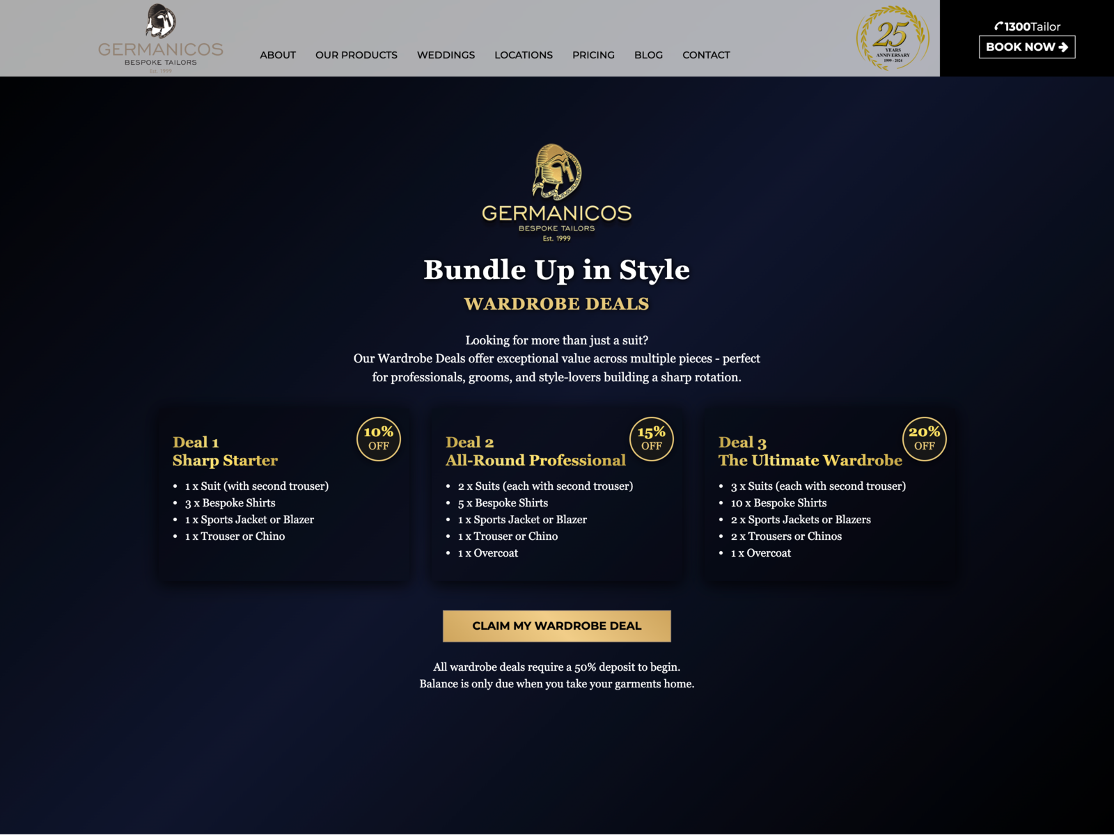 Germanicos Bespoke Tailors - Pricing Page