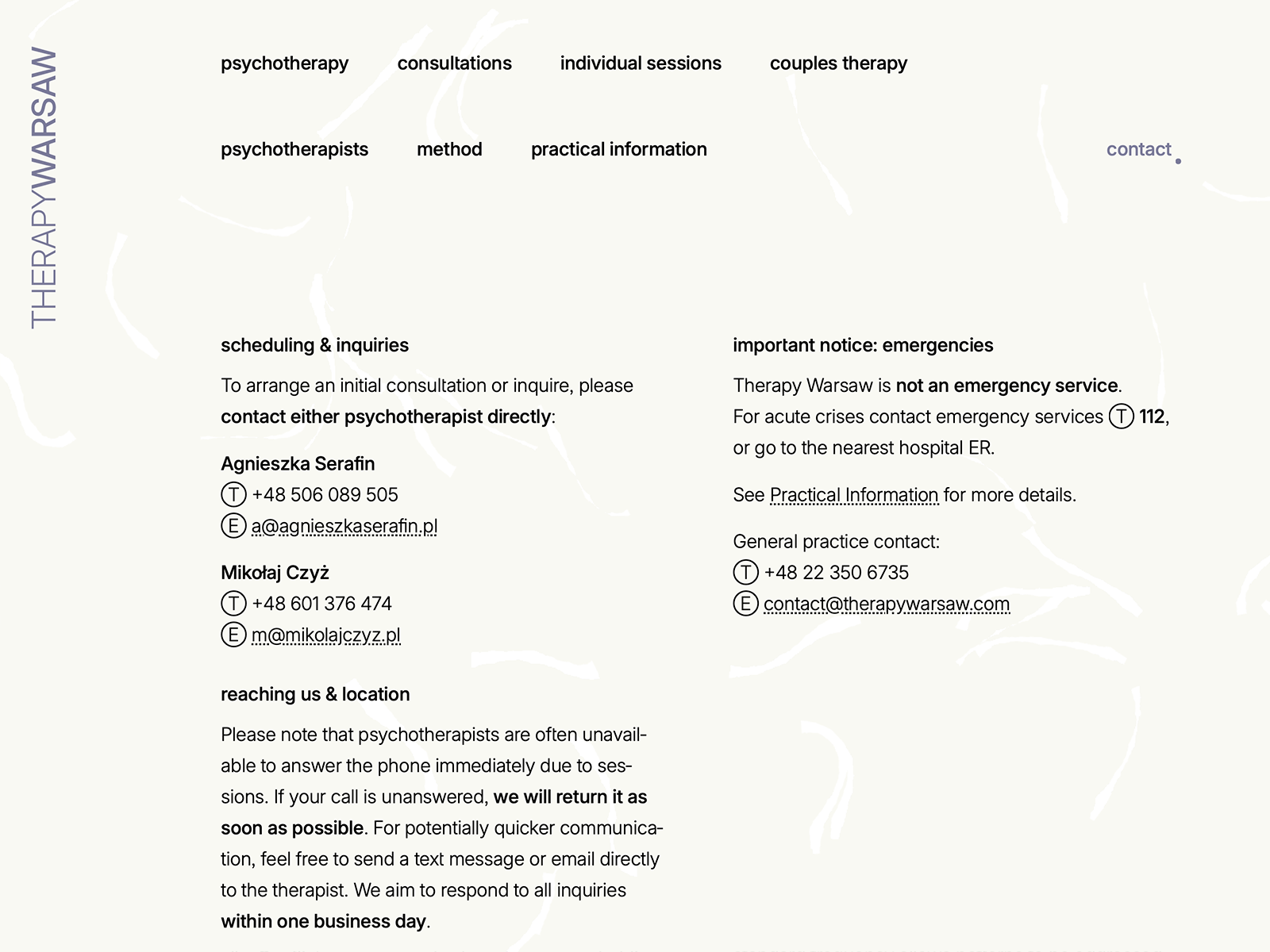Therapy in Warsaw: address and contact info