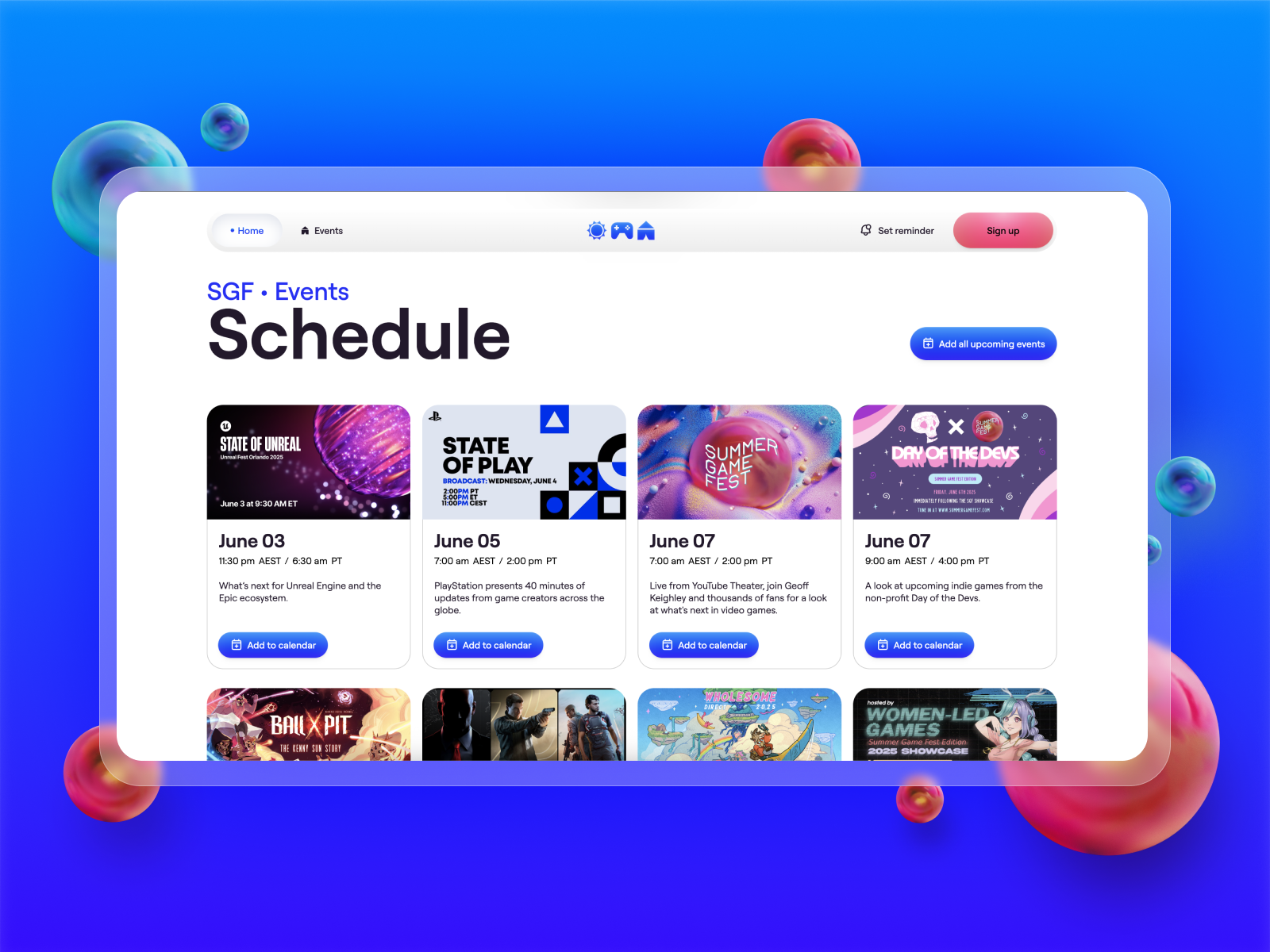 Event Calendar Schedule