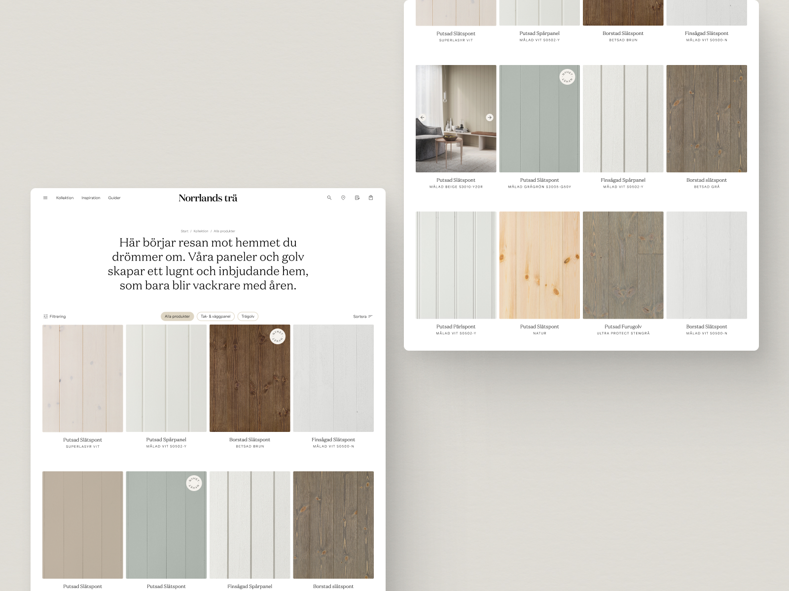 Product listing page