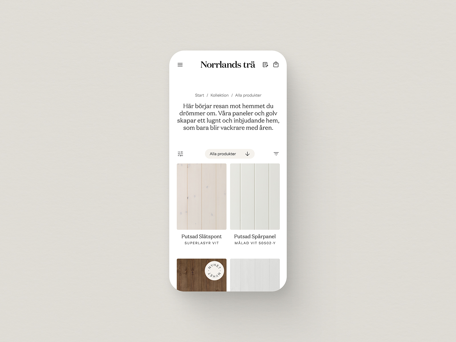 Product listing page