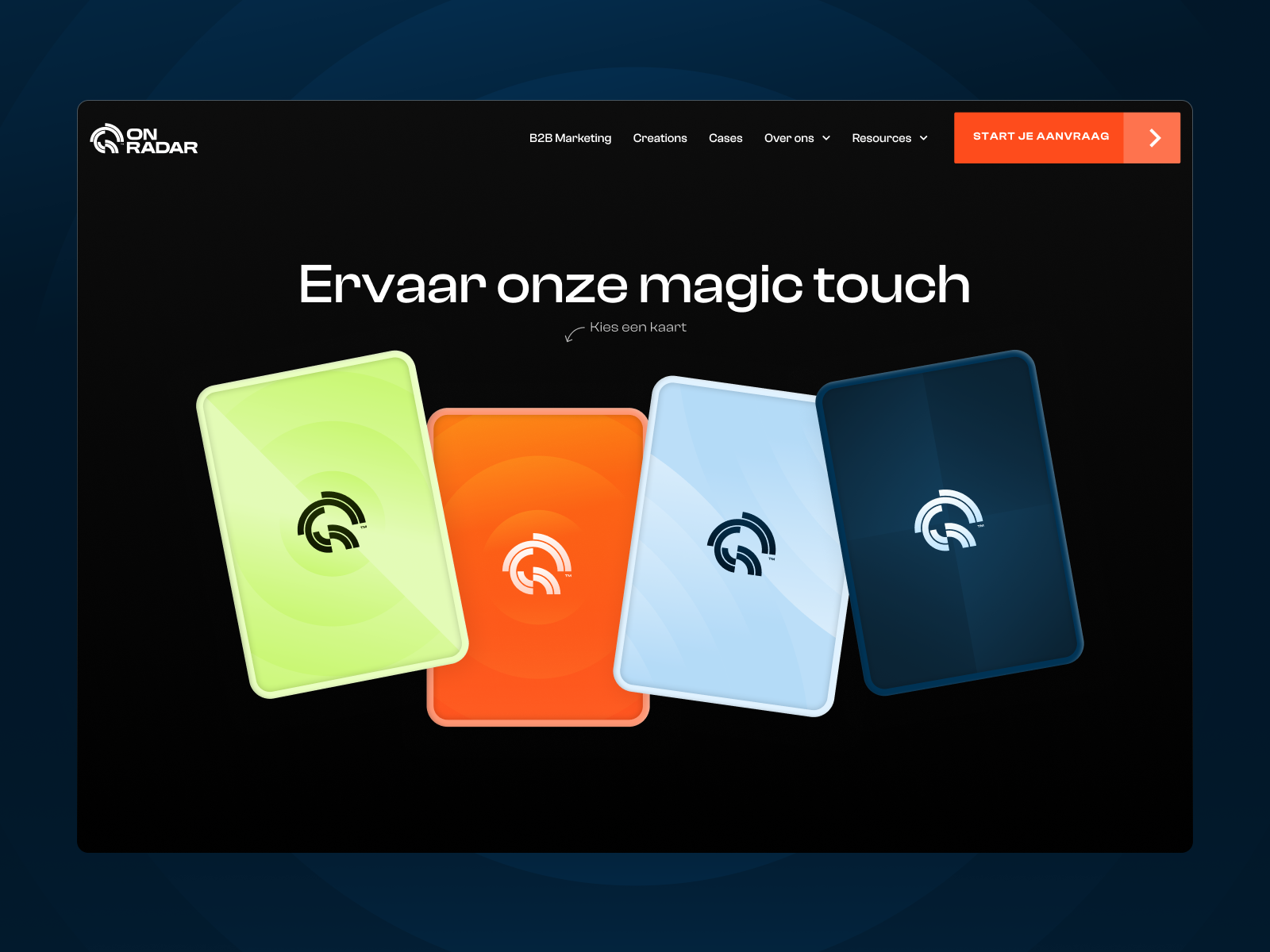 Pick a card CTA | On Radar
