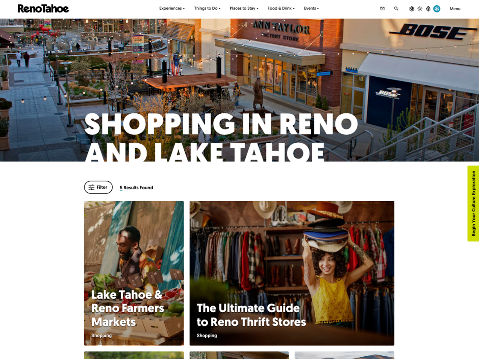 Visit Reno Tahoe Content Experience